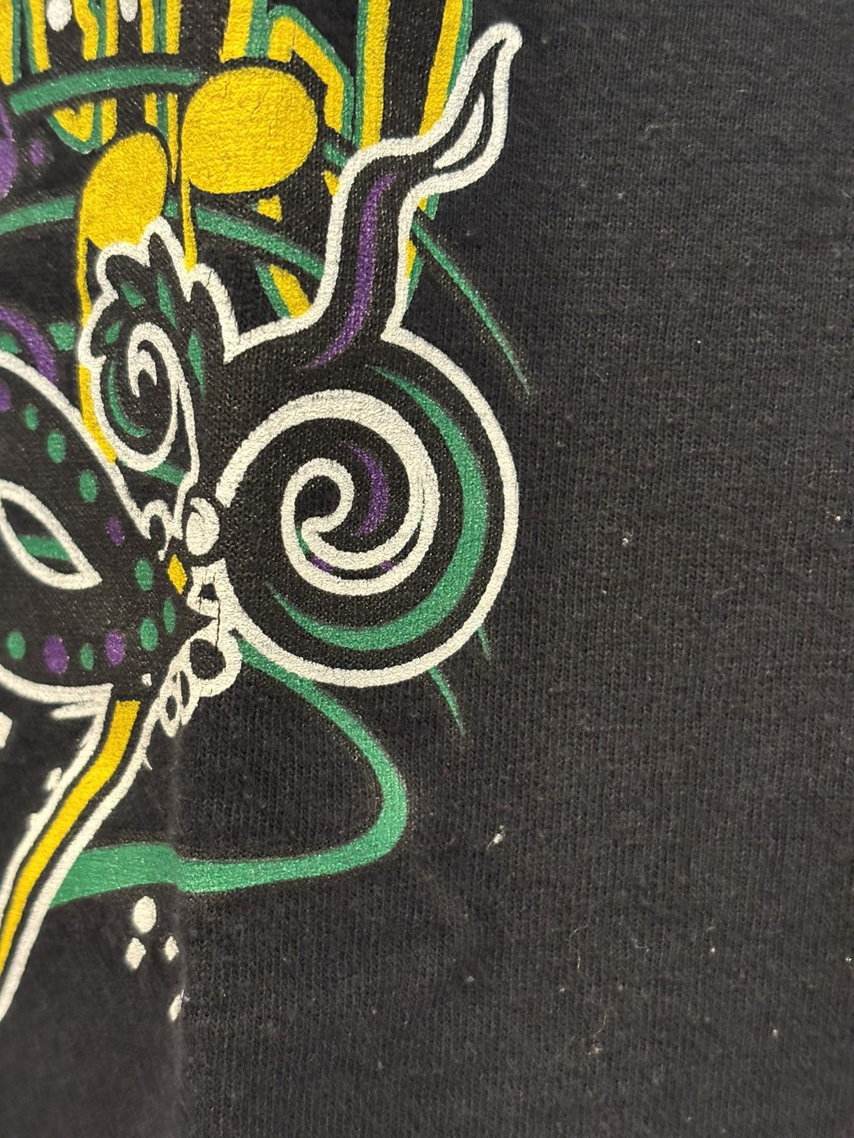 Jerzees Vintage 90’s Purple Green Gold Mardi Gras Black Shirt - L Size US L / EU 52-54 / 3 - 4 Thumbnail