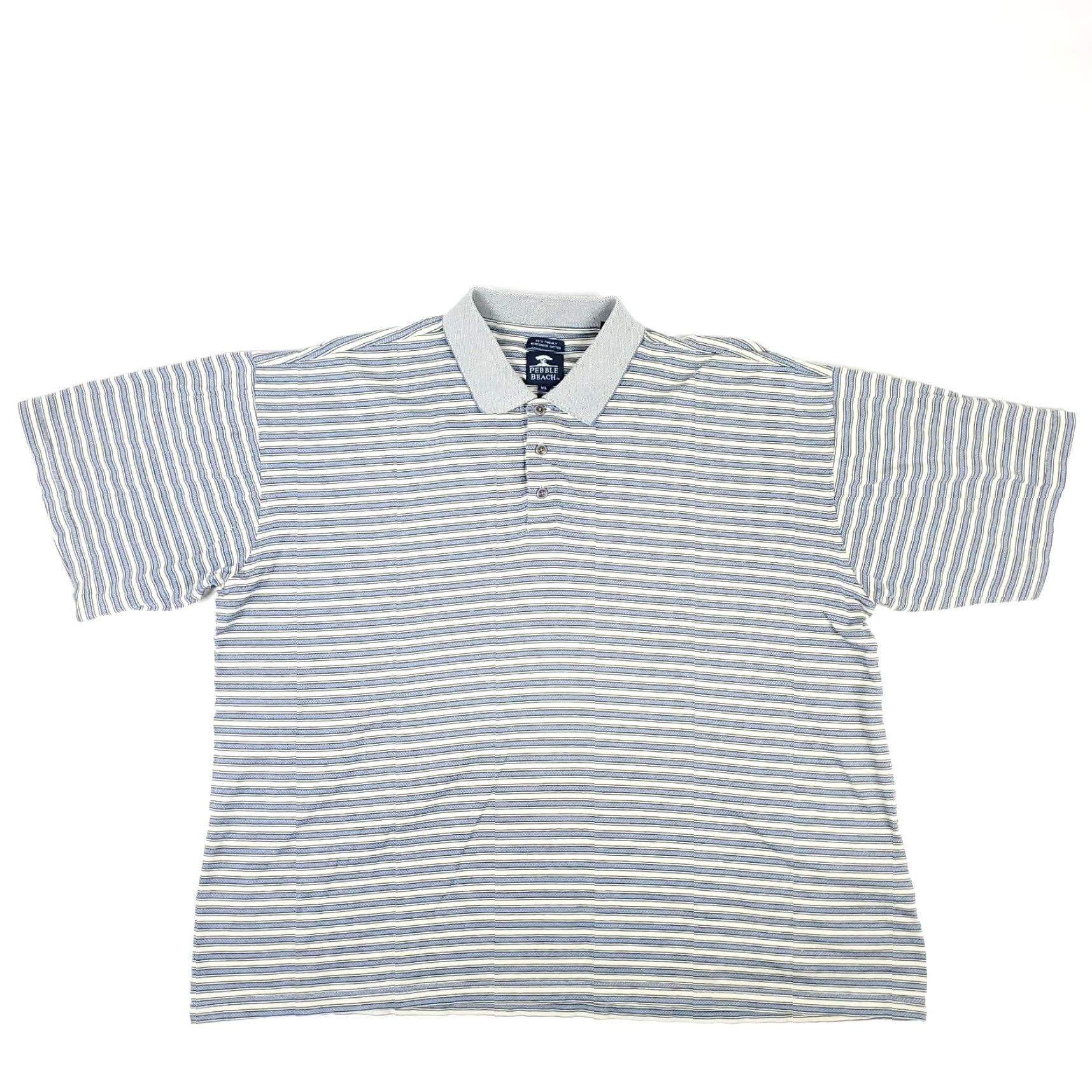 Vintage VINTAGE Pebble Beach Polo Shirt Gray Striped Polo Mens XL 100% Cotton Golf Preppy 60s Theme Men Size US XL / EU 56 / 4 - 2 Thumbnail