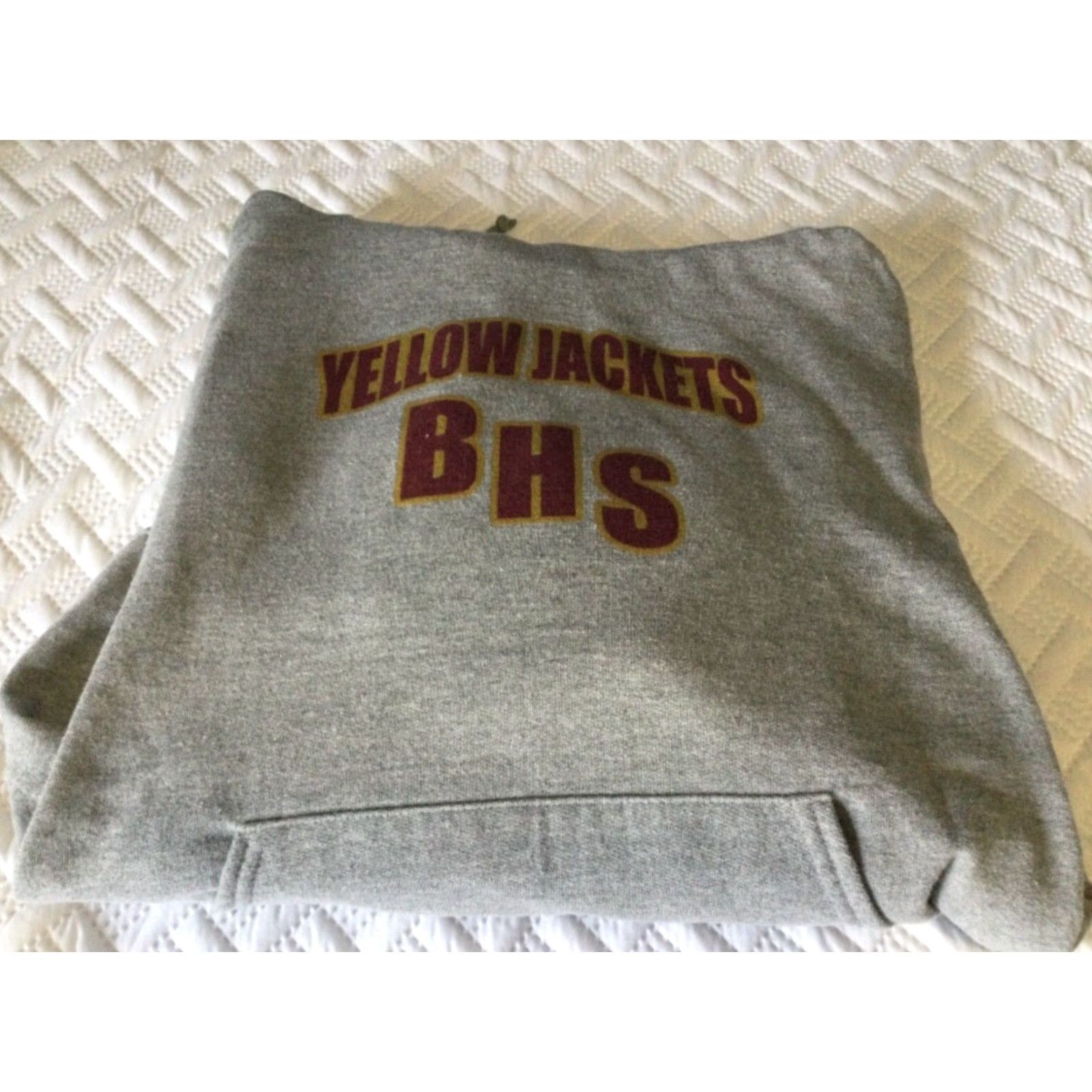 Jerzees VINTAGE JERZEES Hoodie Mens Medium Gray Fleece Pullover Heavyweight BHS Yellow Jackets Size US M / EU 48-50 / 2 - 4 Thumbnail