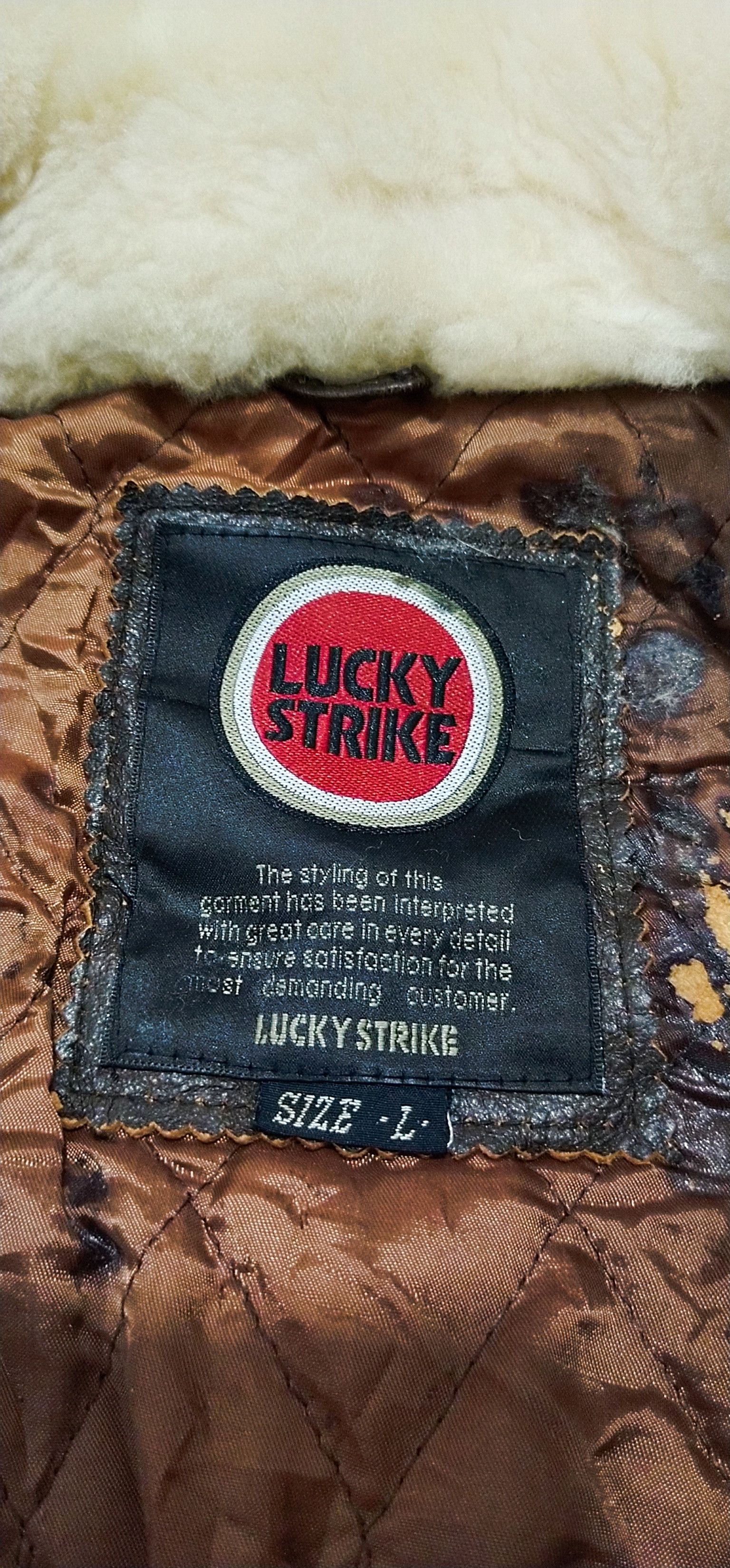 Leather Final💥 Drop Lucky Strike Leather Jacket L💥 Size US L / EU 52-54 / 3 - 10 Thumbnail