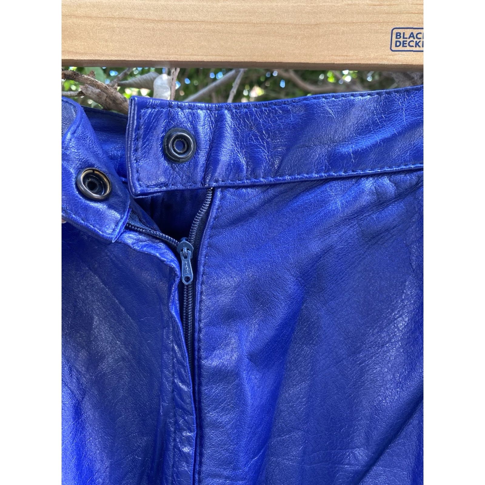 Vintage VINTAGE Blue Leather Pencil Skirt High Waist 1980s 80s Rocker Punk New Wave 30.5 inch waist Womens Size 24" / US 00 / IT 34 - 5 Thumbnail