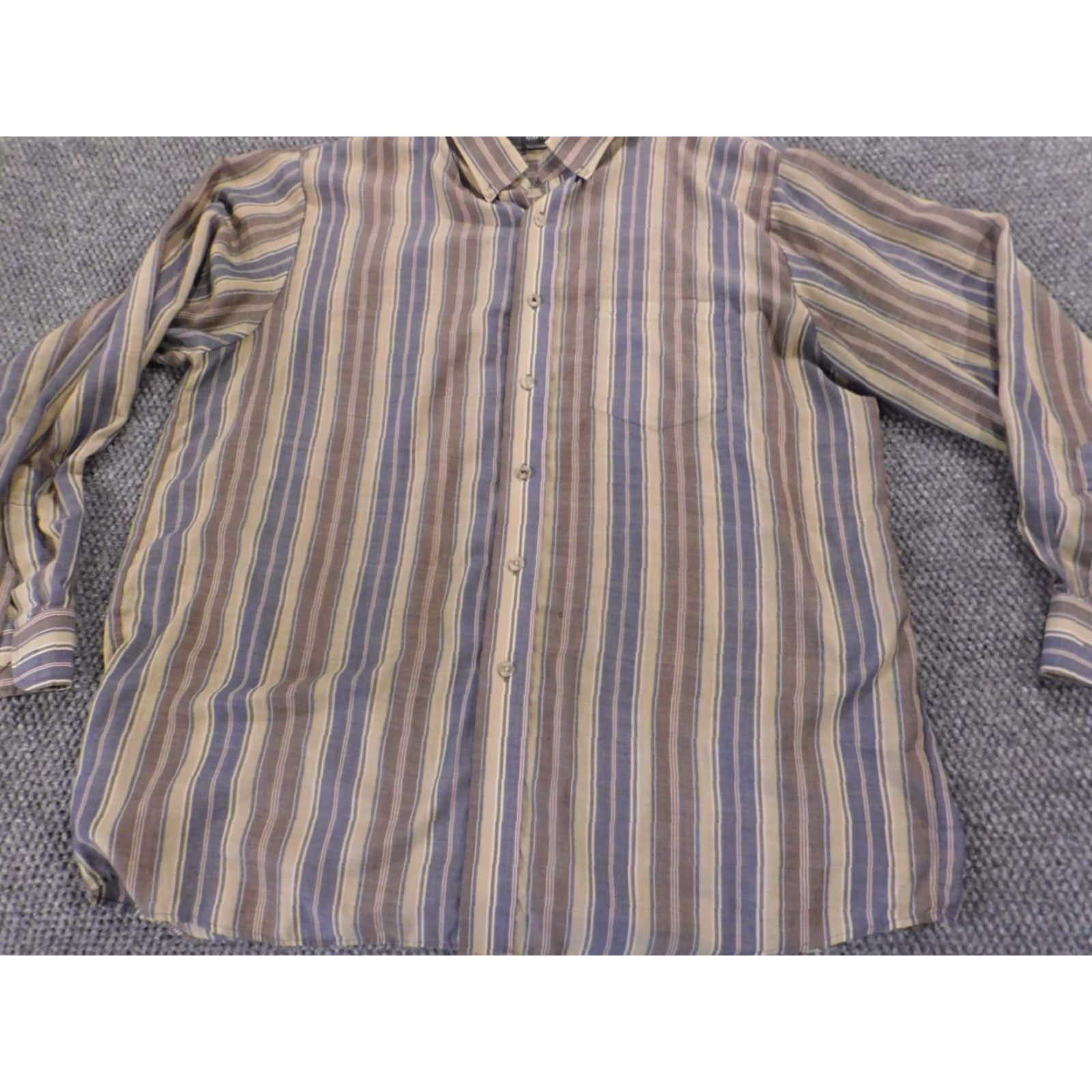 Vintage David Taylor Mens Shirt L brown striped Button-Down Collar Long Sleeve Button-Up Regular Fabric Cotton Knit Vintage No Size US L / EU 52-54 / 3 - 4 Thumbnail
