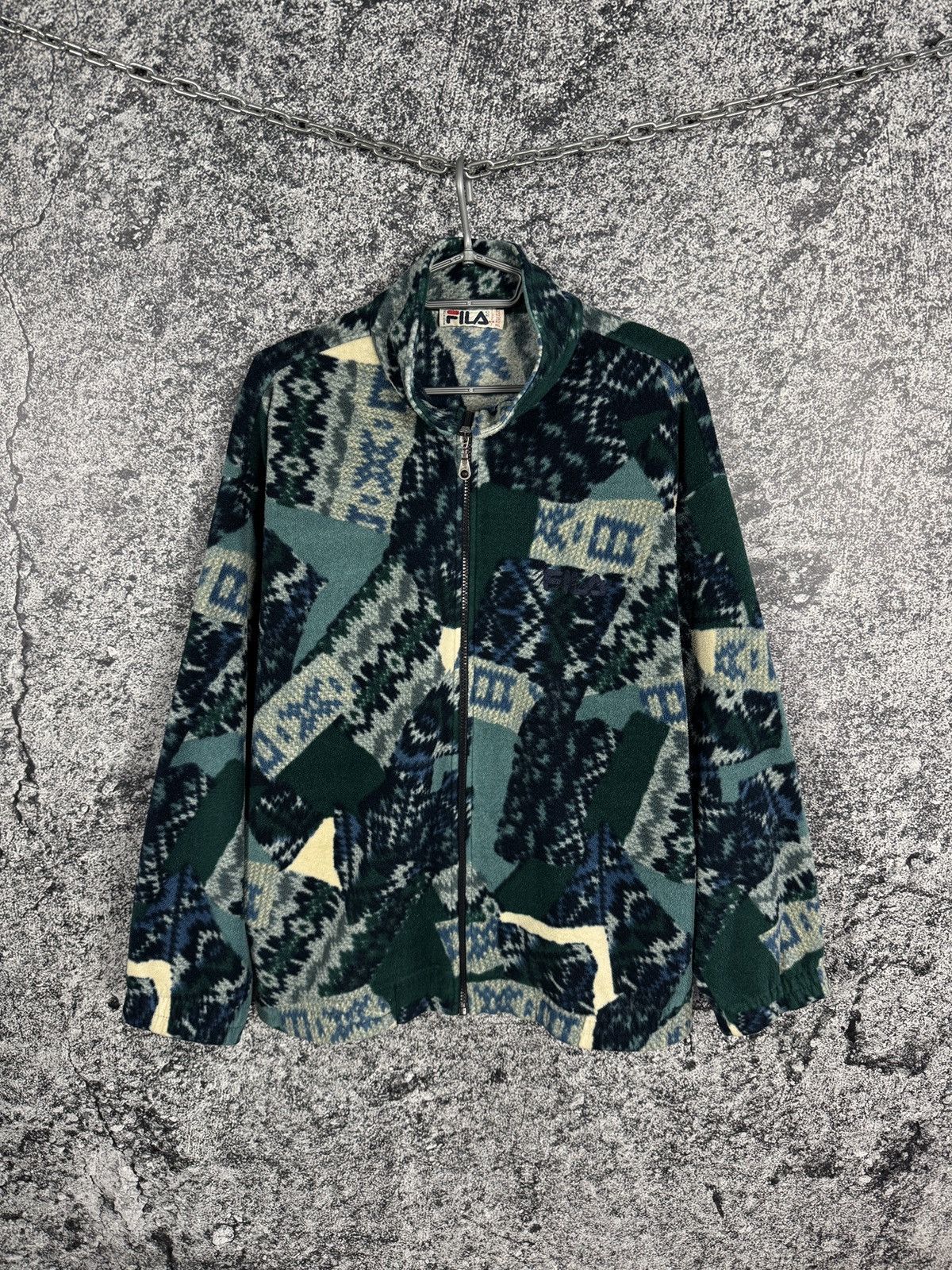 Fila FILA Vintage Zip Patterned Fleece Jacket Magic Series Italy Size US L / EU 52-54 / 3 - 1 Thumbnail