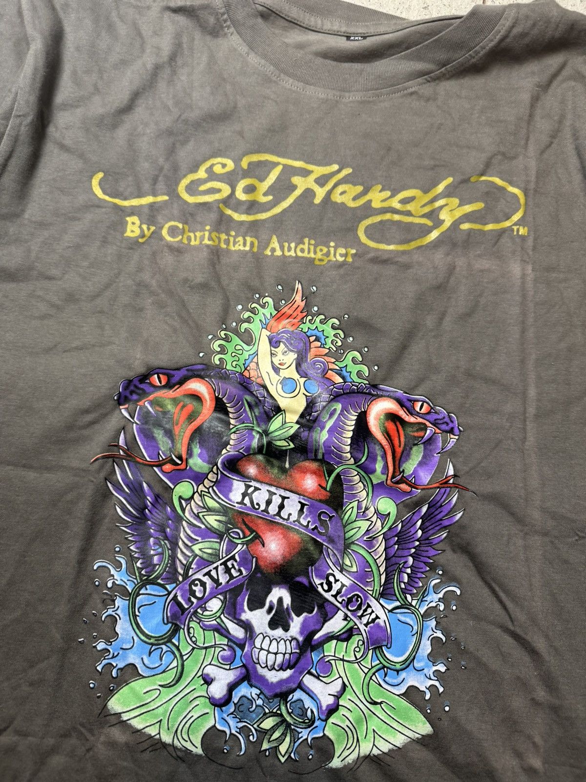 Japanese Brand × Vintage Vintage Y2K Ed Hardy Style Love Kills Skull Girl Logo T shir Size US XL / EU 56 / 4 - 3 Thumbnail