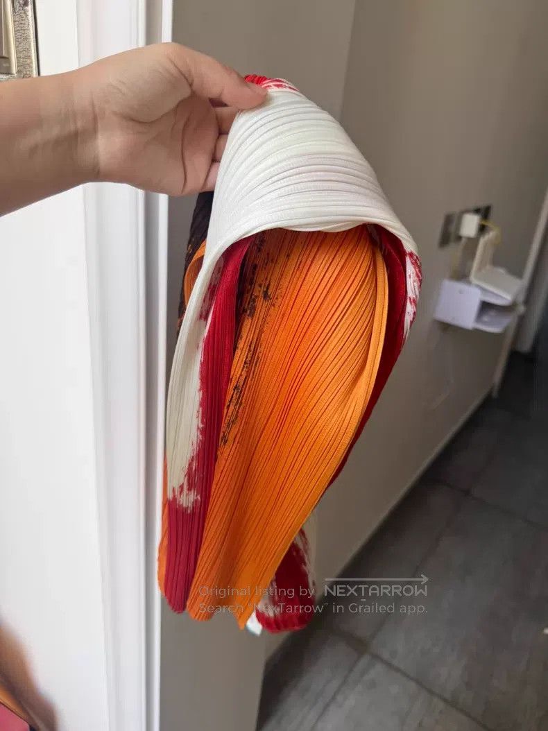 Issey Miyake Issey Miyake size:3 Oil Painting Red Orange Rendering Stri Size 31" - 6 Thumbnail