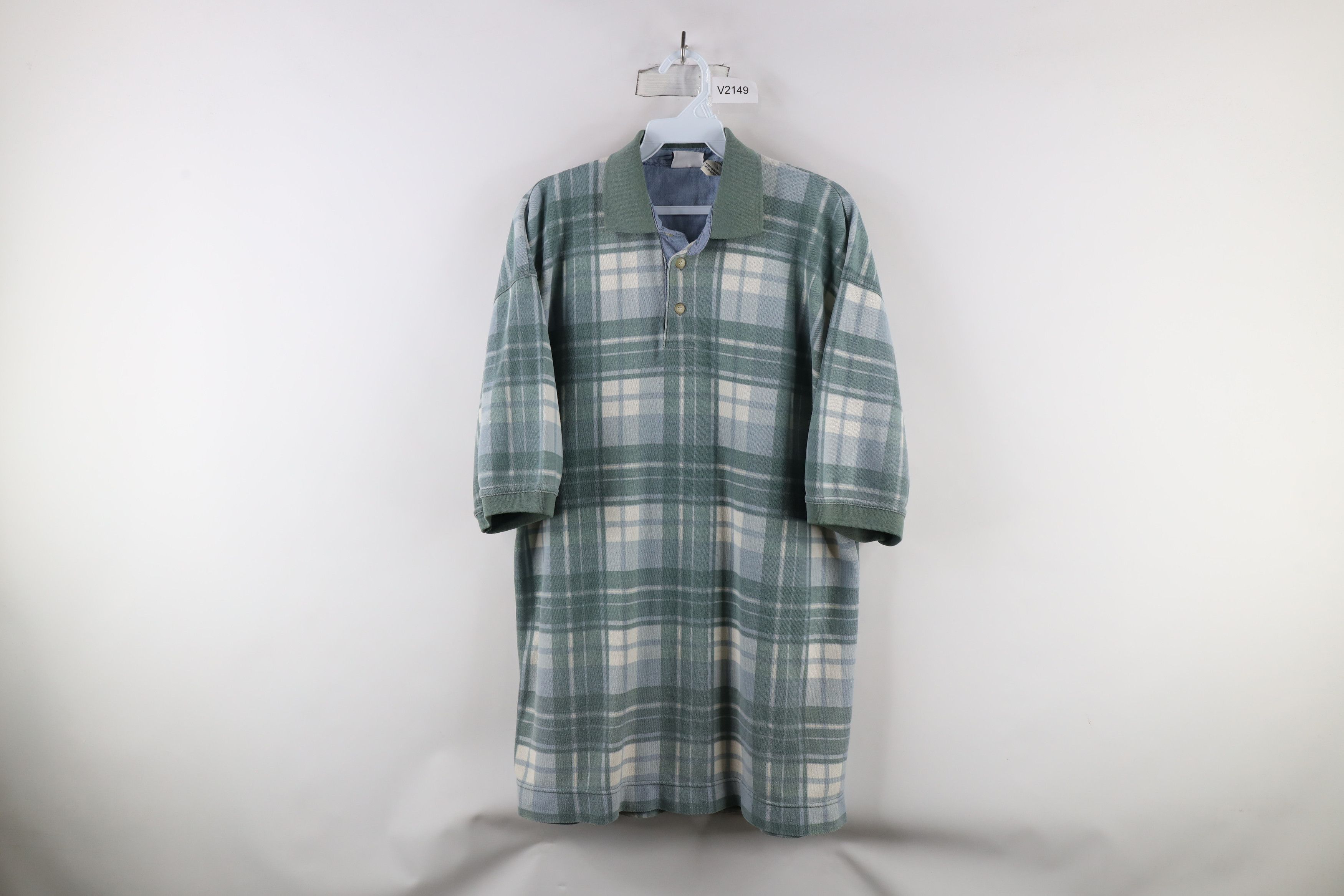 Vintage Vintage 90s Streetwear Baggy Fit Collared Polo Shirt Plaid Size US L / EU 52-54 / 3 - 1 Thumbnail