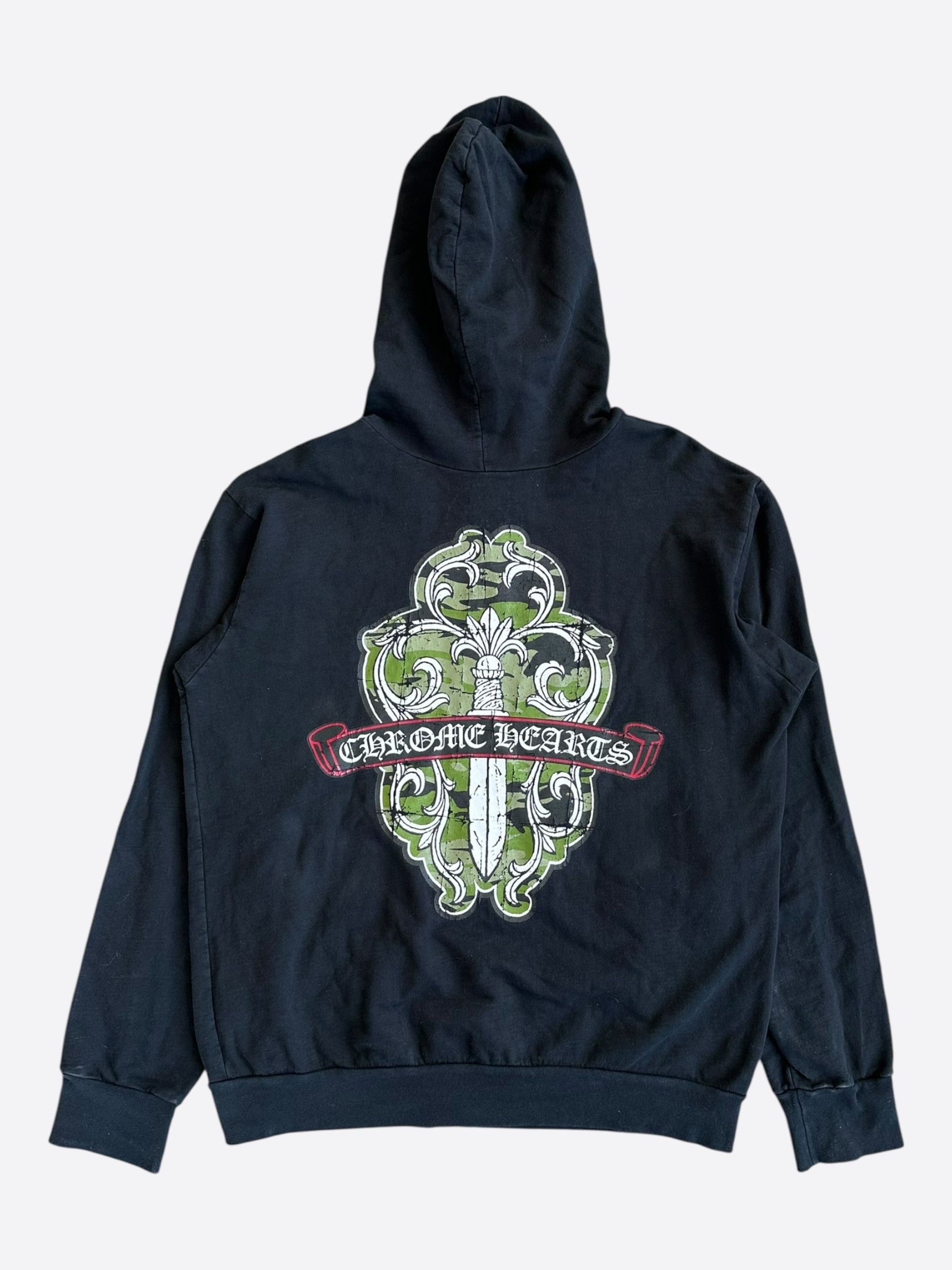 Chrome Hearts Chrome Hearts Black & Green Dagger Logo Zip Up Hoodie Size US M / EU 48-50 / 2 - 2 Thumbnail