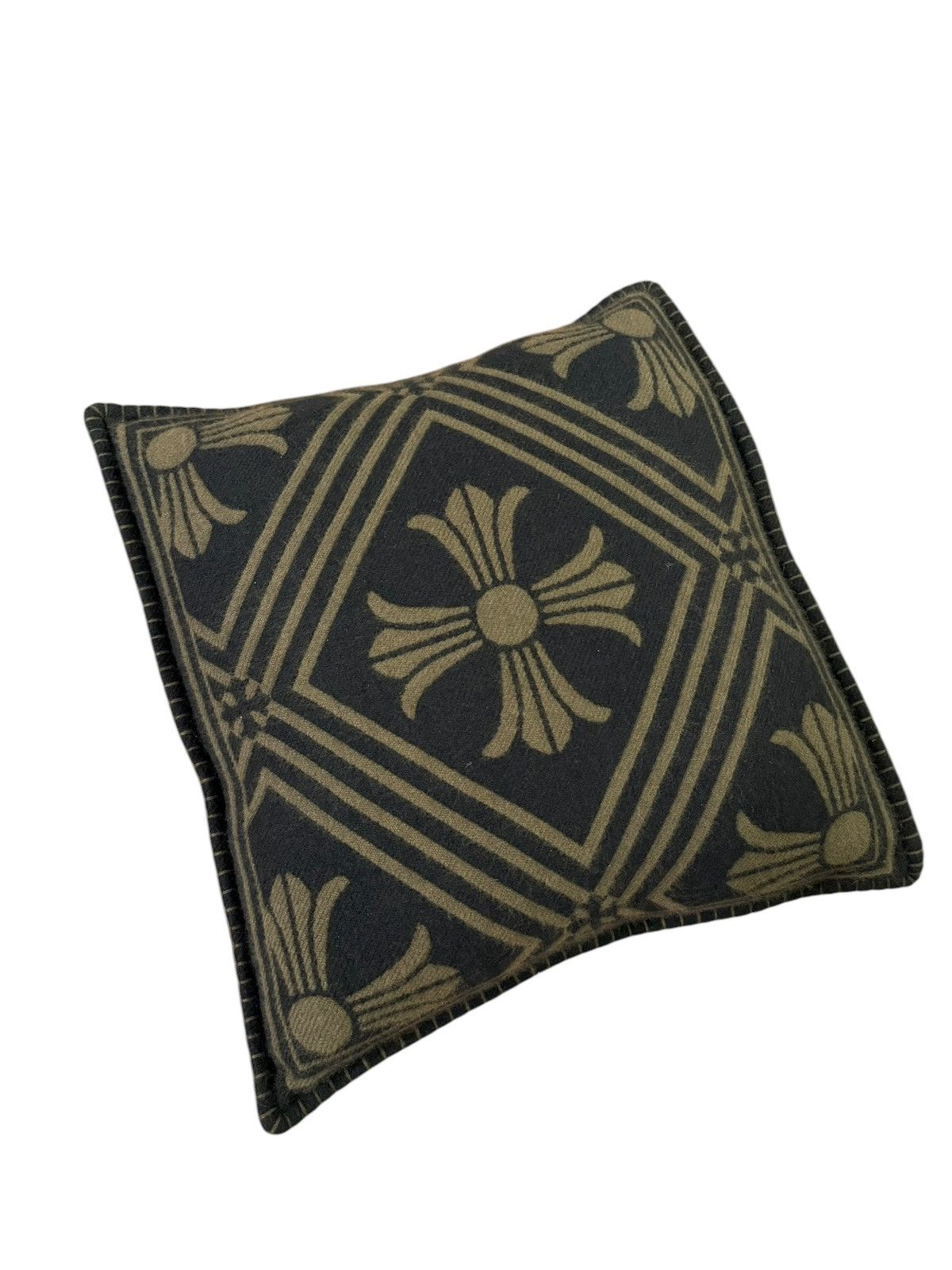 Chrome Hearts Black / Brown Cashmere Mini Plus Pillow w/ Silver Buttons Size ONE SIZE - 4 Thumbnail