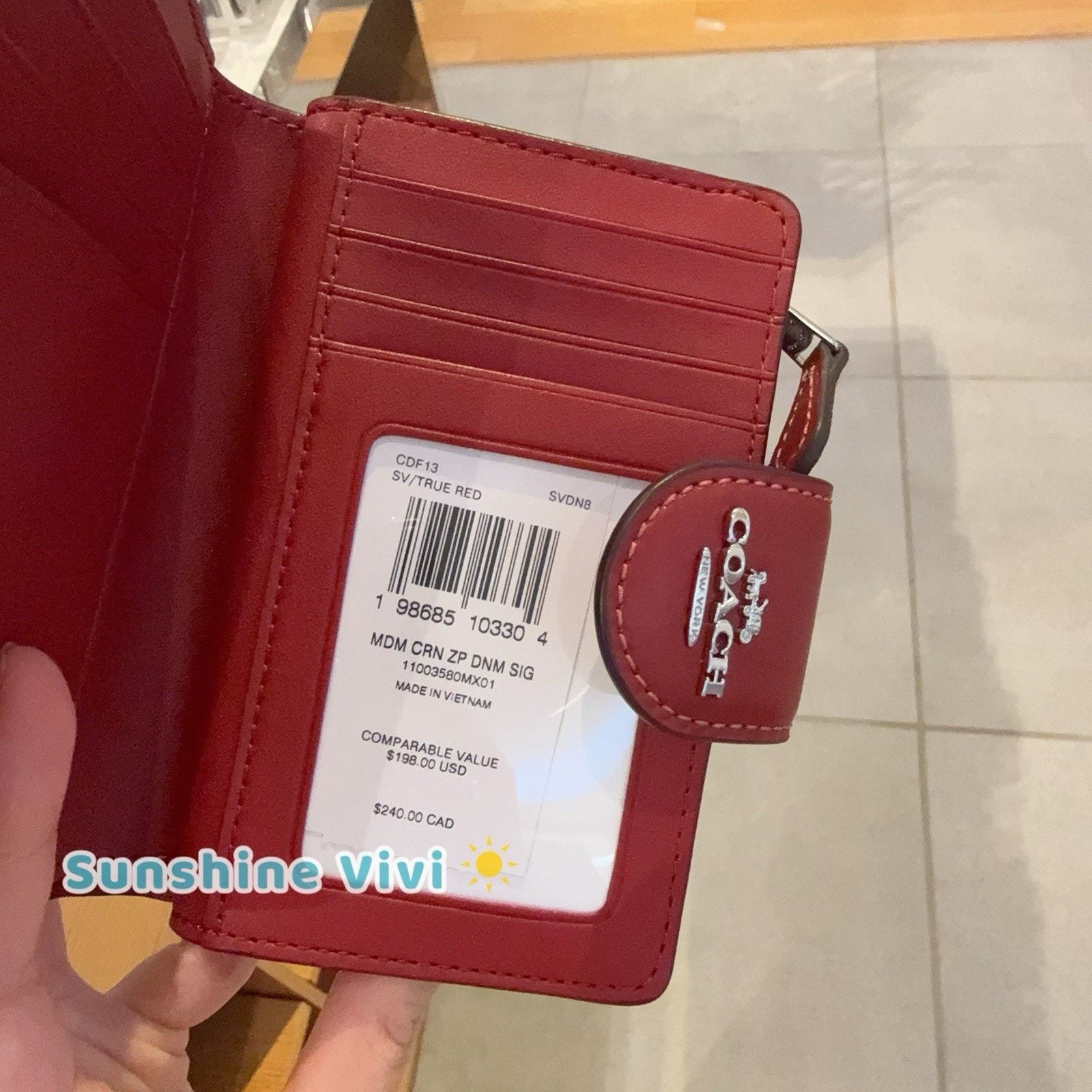 Coach Coach Medium Corner Zip Wallet CDF13 denim/Silver/True Red Size ONE SIZE - 7 Thumbnail