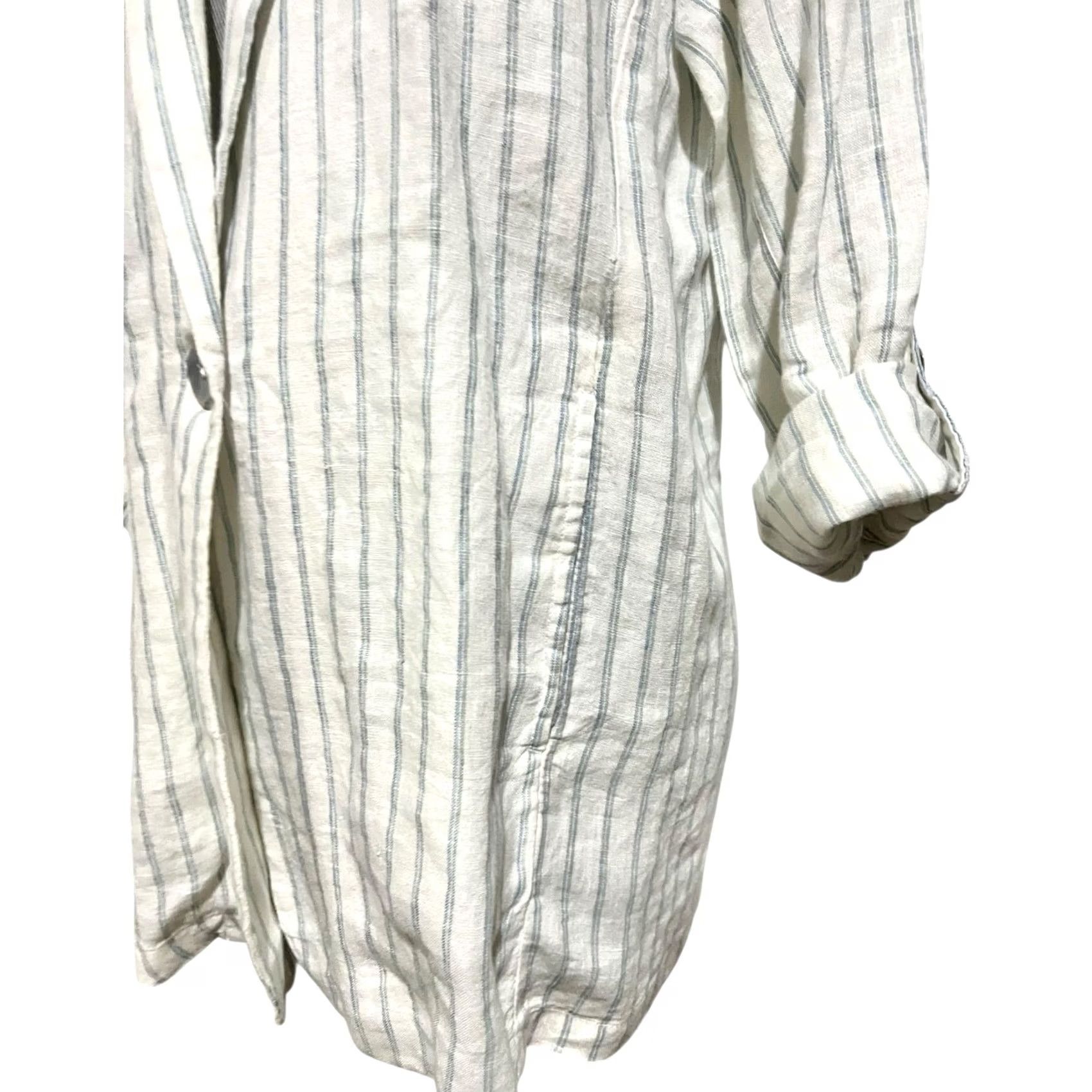 Vintage VINTAGE C&C California Blazer Jacket 100% Linen Striped Woman Sz M Shirt Women Size M / US 6-8 / IT 42-44 - 7 Thumbnail