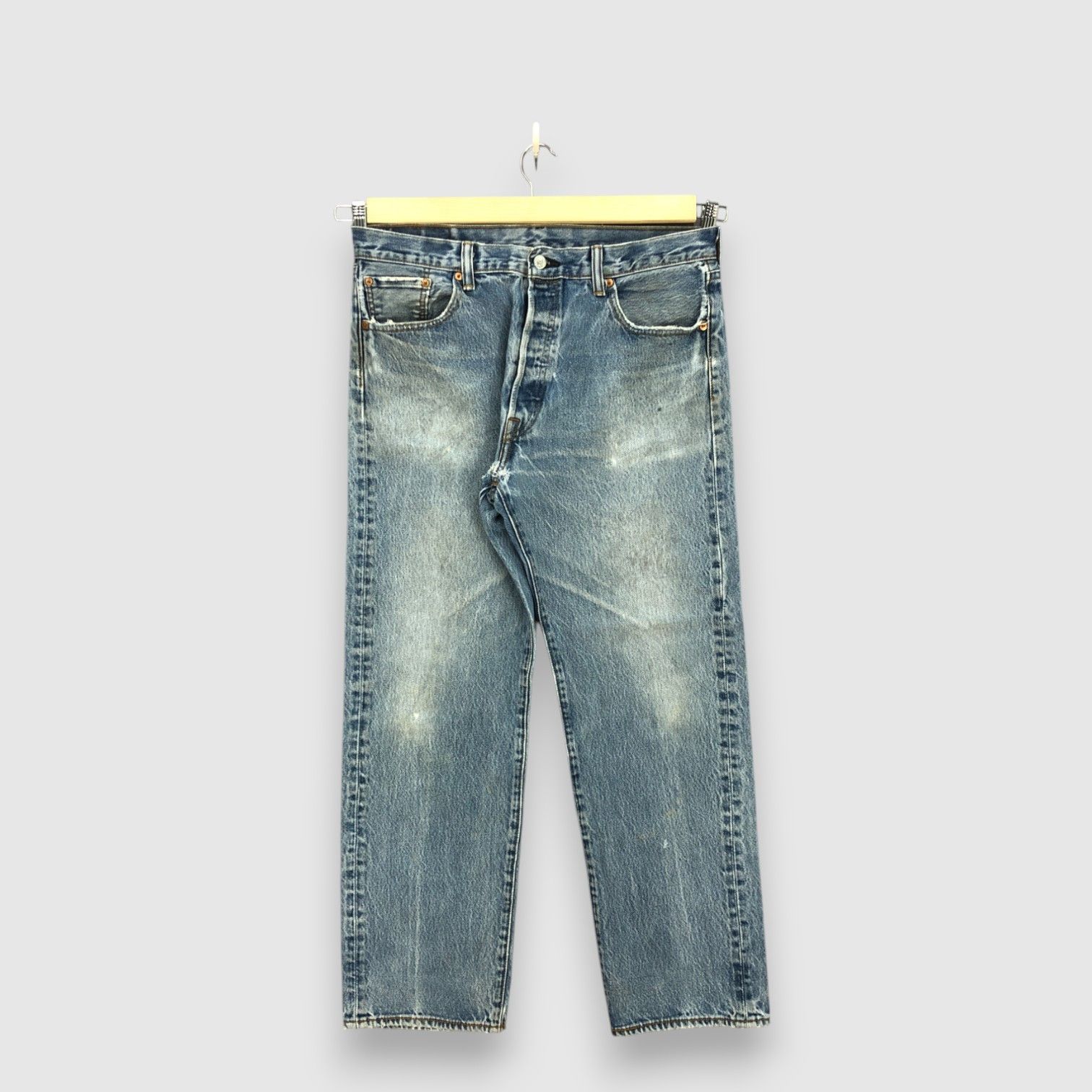 Levi's Y2K Levis 501 Distressed Jeans Levi's Faded Stonewash Denim Size US 34 / EU 50 - 1 Thumbnail
