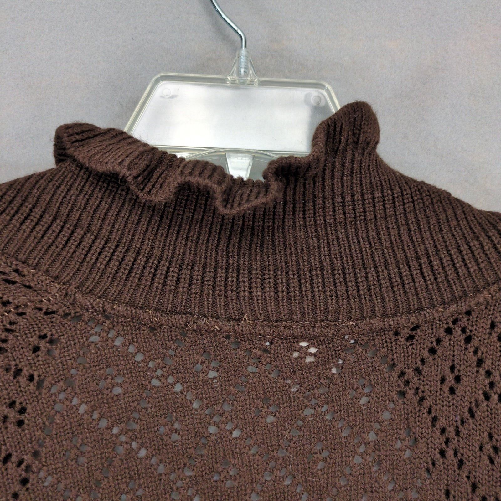 Vintage Bliss Women's Brown Open Cardigan Diamond Knit Sweater Size L / US 10 / IT 46 - 5 Thumbnail