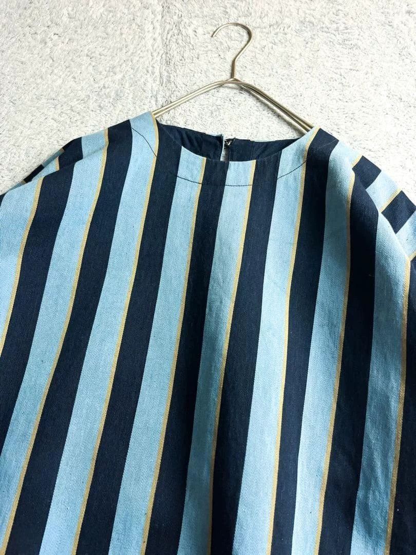 45rpm 45R Embroidered Blue Striped Dress Size M / US 6-8 / IT 42-44 - 4 Thumbnail