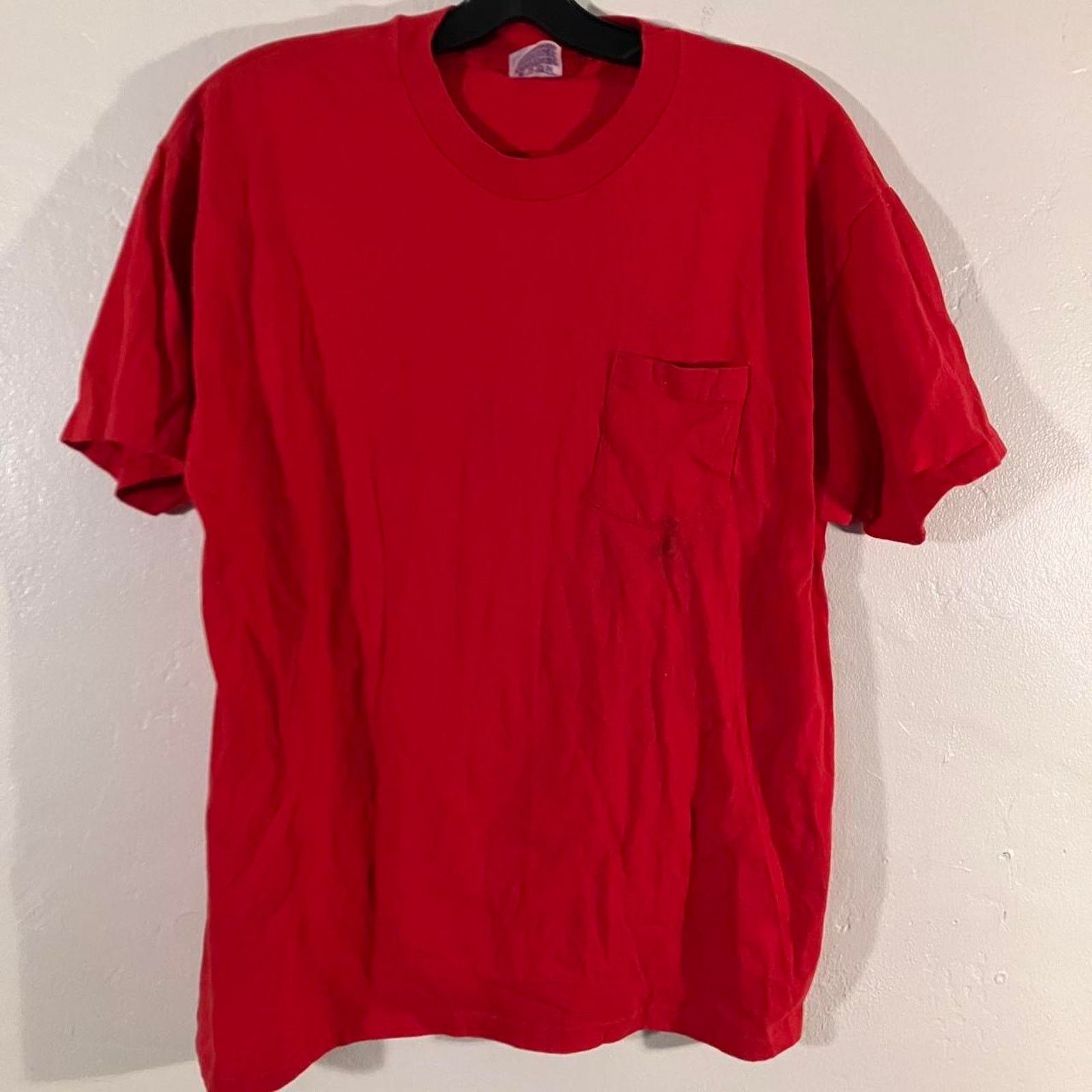 Hanes × Vintage Hanes Beefy-T Vintage 90s Made in USA Blank Red Pocket Tee Size US XL / EU 56 / 4 - 1 Thumbnail
