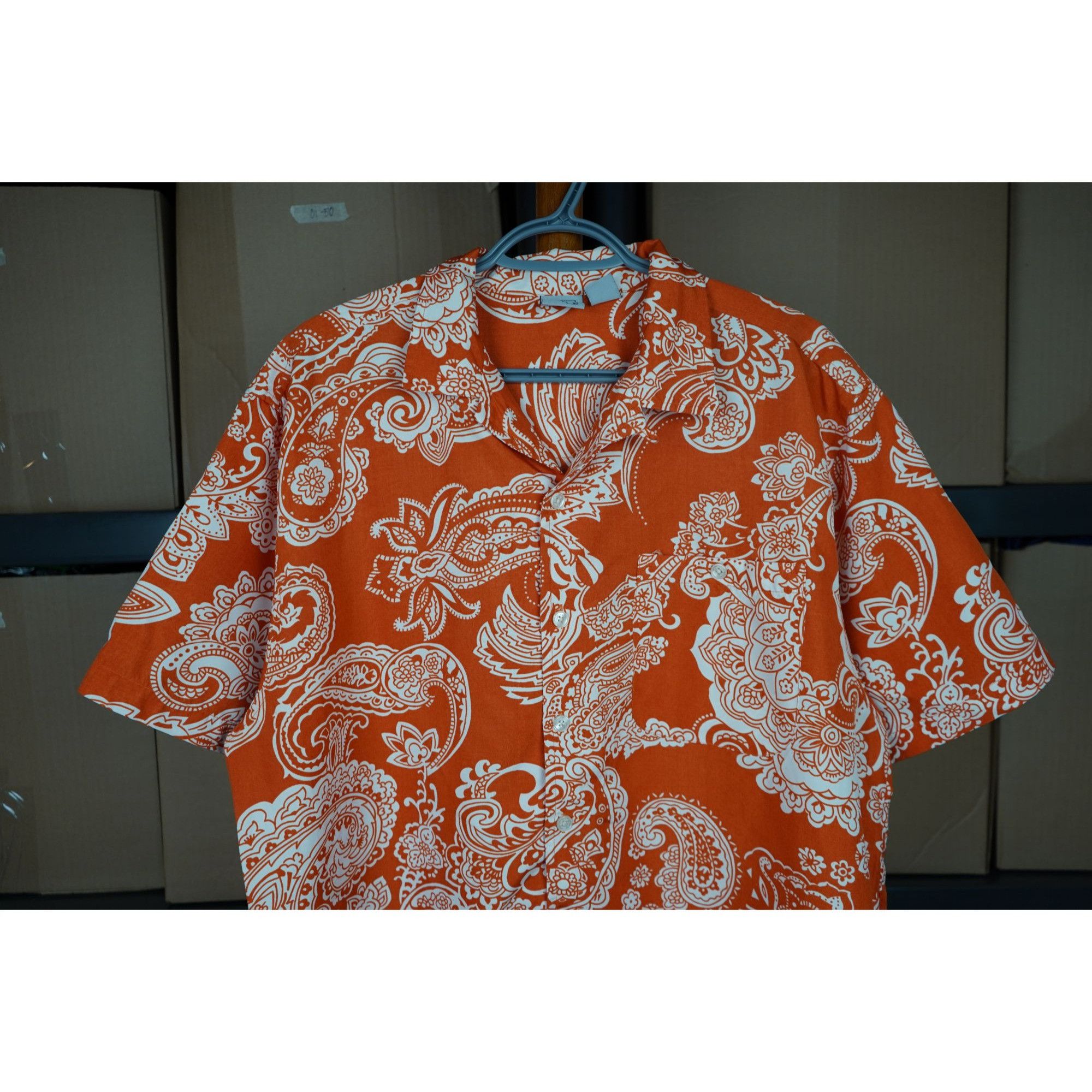 Vintage 90s Orange Paisley Pattern Shirt Men's L #356 Size US L / EU 52-54 / 3 - 3 Thumbnail