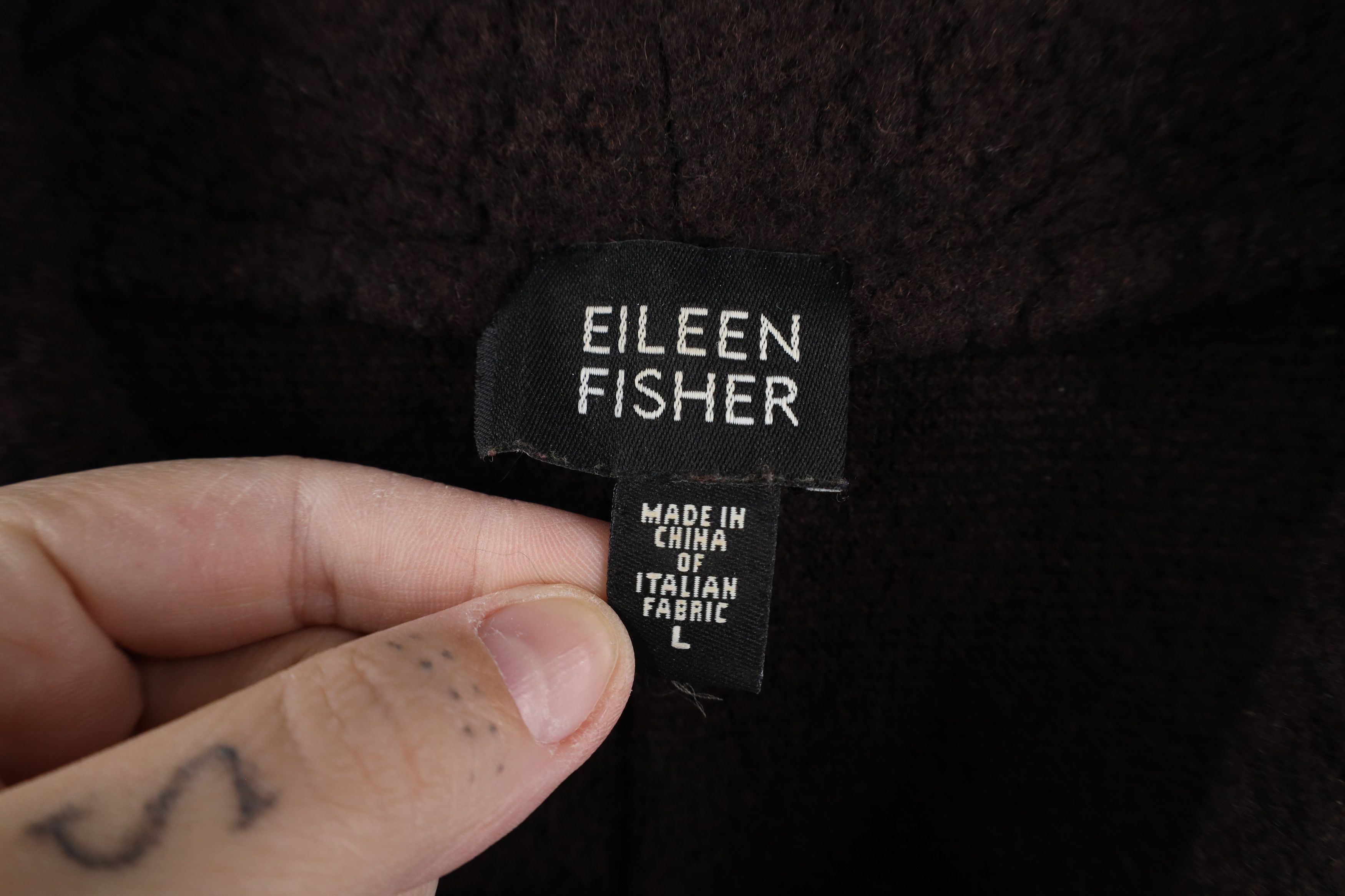 Eileen Fisher × Vintage Eileen Fisher Virgin Wool Blend Sweater Jacket Brown Size L / US 10 / IT 46 - 5 Thumbnail