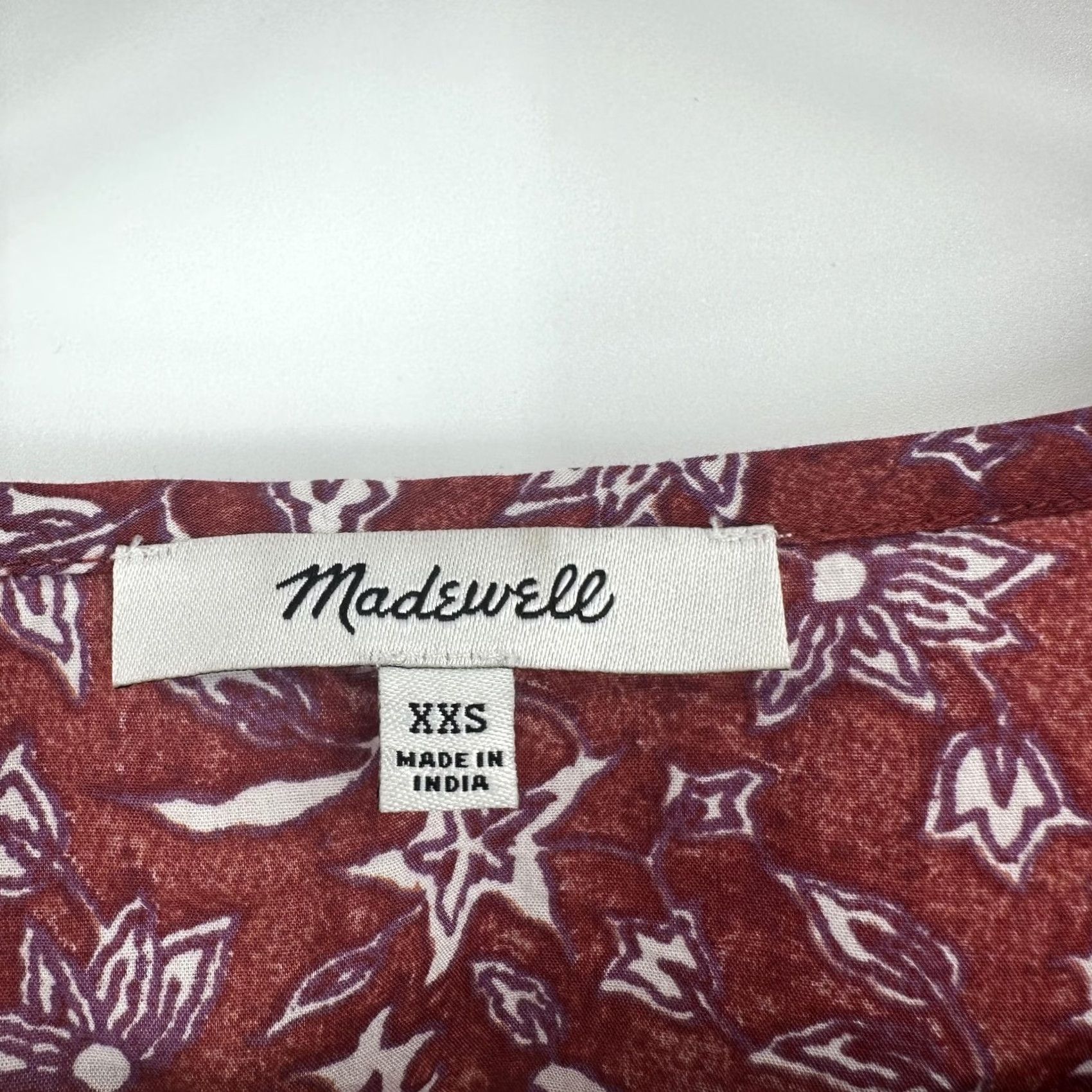 Madewell VINTAGE Madewell Shirt Womens XXS Red Floral Puff Sleeve Boho Top Lightweight Blouse Size XS / US 0-2 / IT 36-38 - 4 Thumbnail