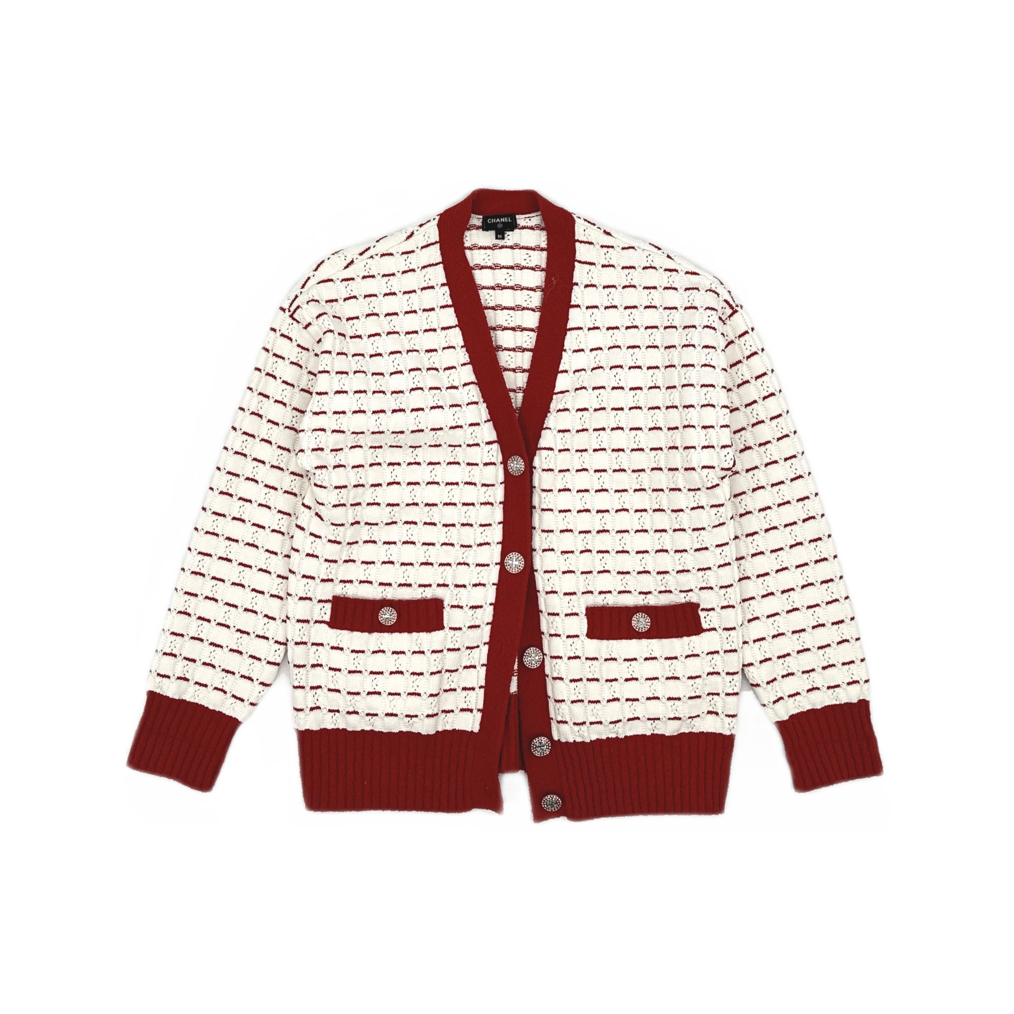Chanel Chanel Striped V-Neck Cardigan Size 36 Size XS / US 0-2 / IT 36-38 - 1 Thumbnail