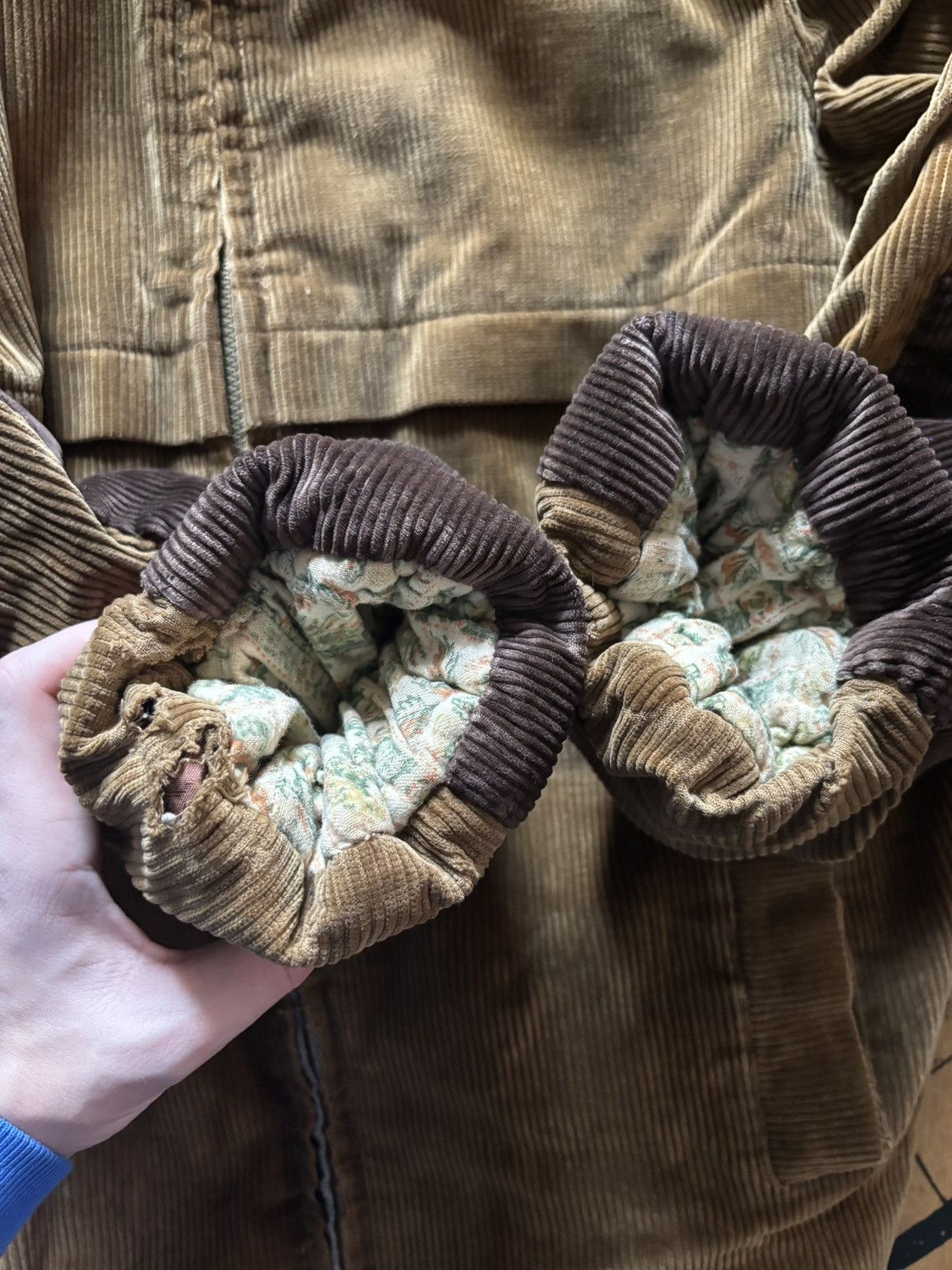 Vintage 1940s Town & Country Patchwork Corduroy Sherpa Lined Jacket Size US L / EU 52-54 / 3 - 9 Thumbnail