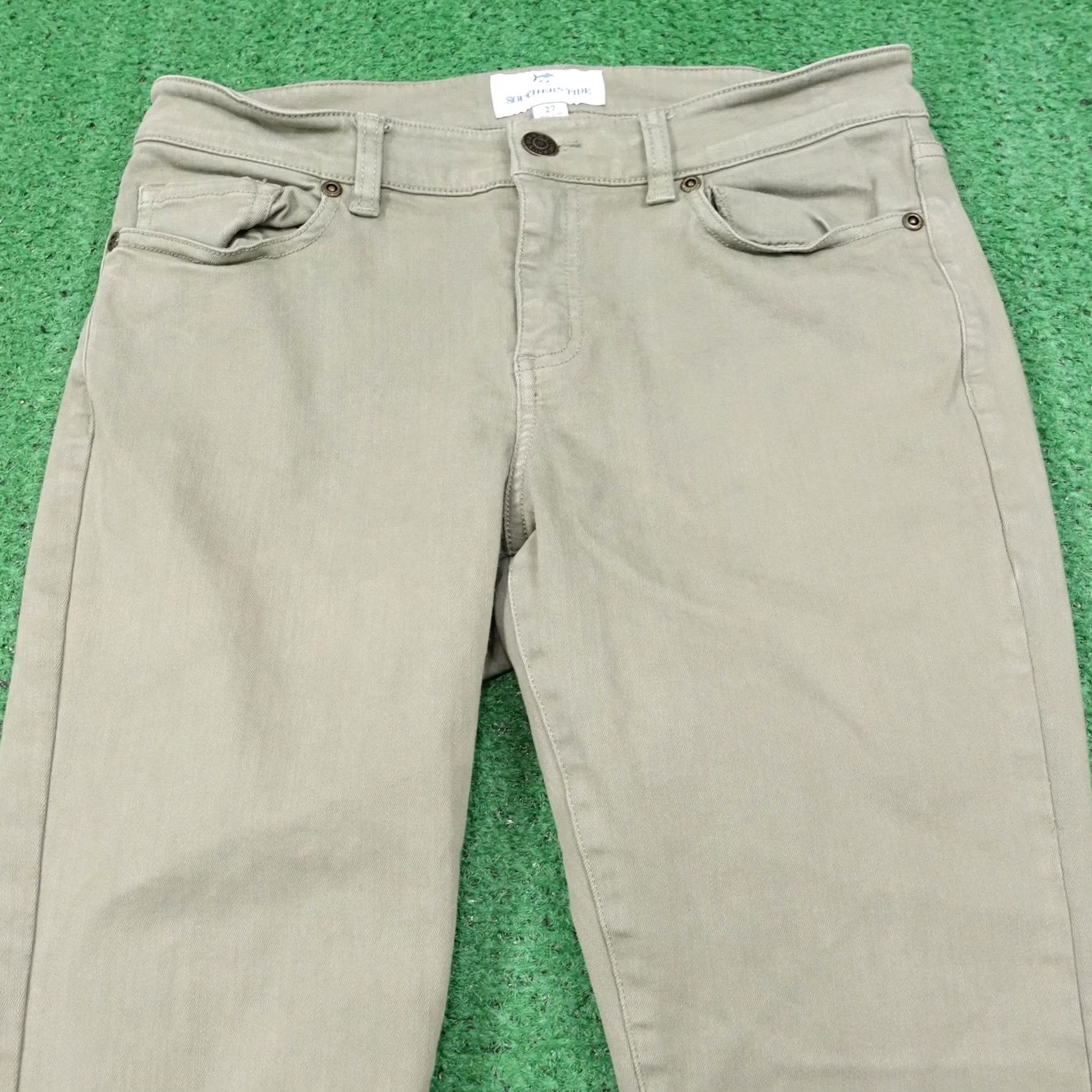 Southern Tide Southern Tide Womens Skinny Slim Stretch Denim Jeans 27 Green Embroidered 28x29 Size 27" / US 4 / IT 40 - 2 Thumbnail