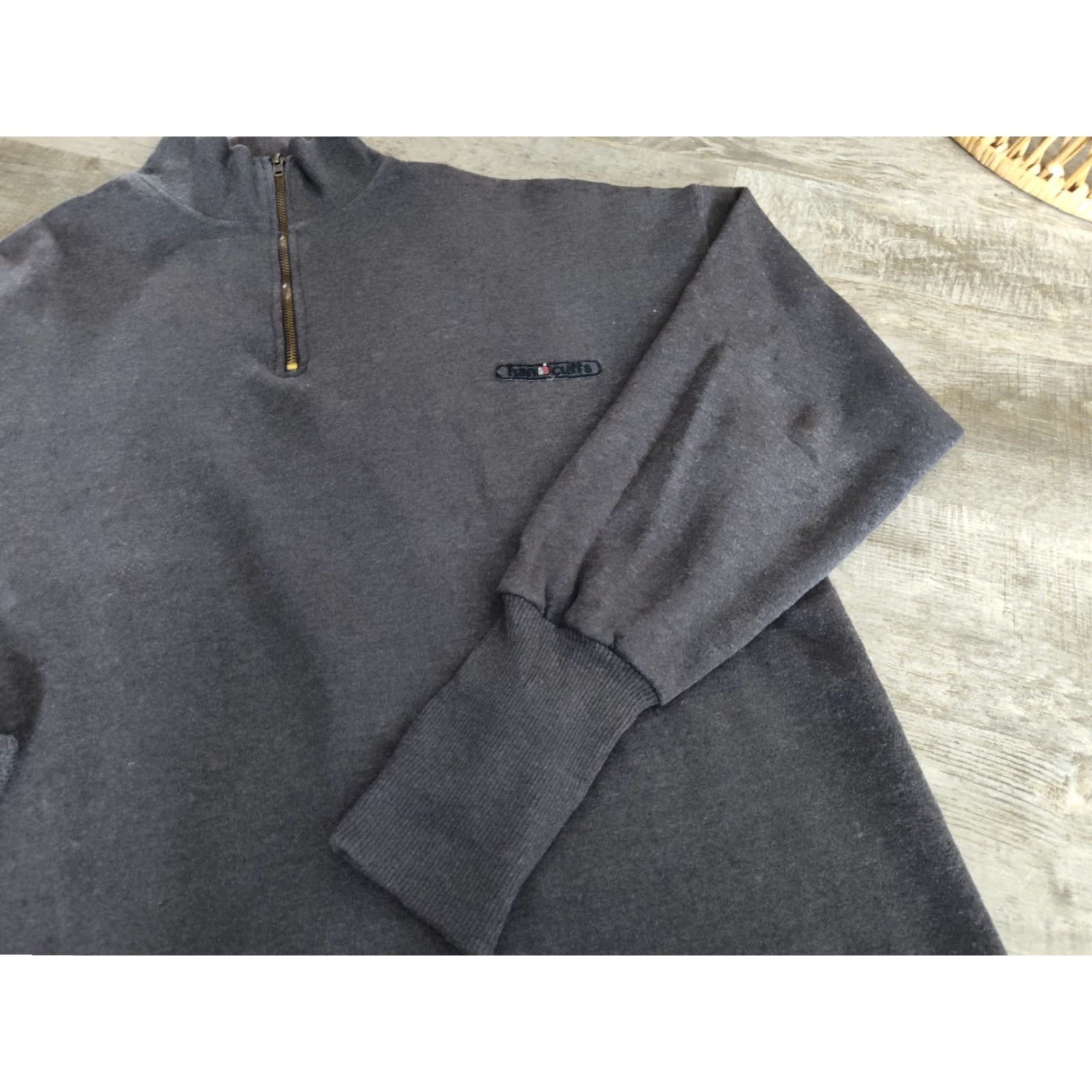 Vintage Vintage Handcuffs Q Zip Sweatshirt Mens XL Gray Streetwear USA Made USA Size US XL / EU 56 / 4 - 2 Thumbnail