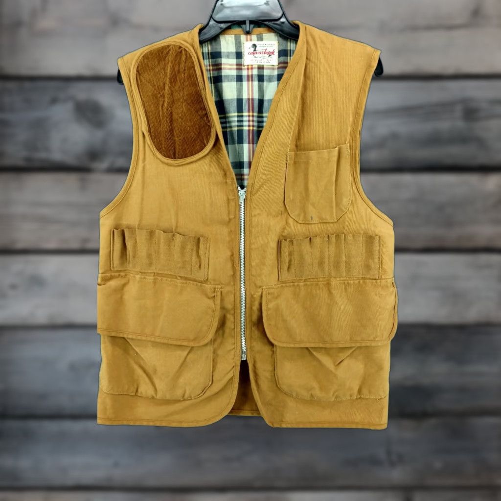 Vintage VINTAGE Canvasback Hunting Vest Mens Brown Tan Cotton Work & Safety Vest Mens Size L M to C Size US L / EU 52-54 / 3 - 1 Thumbnail