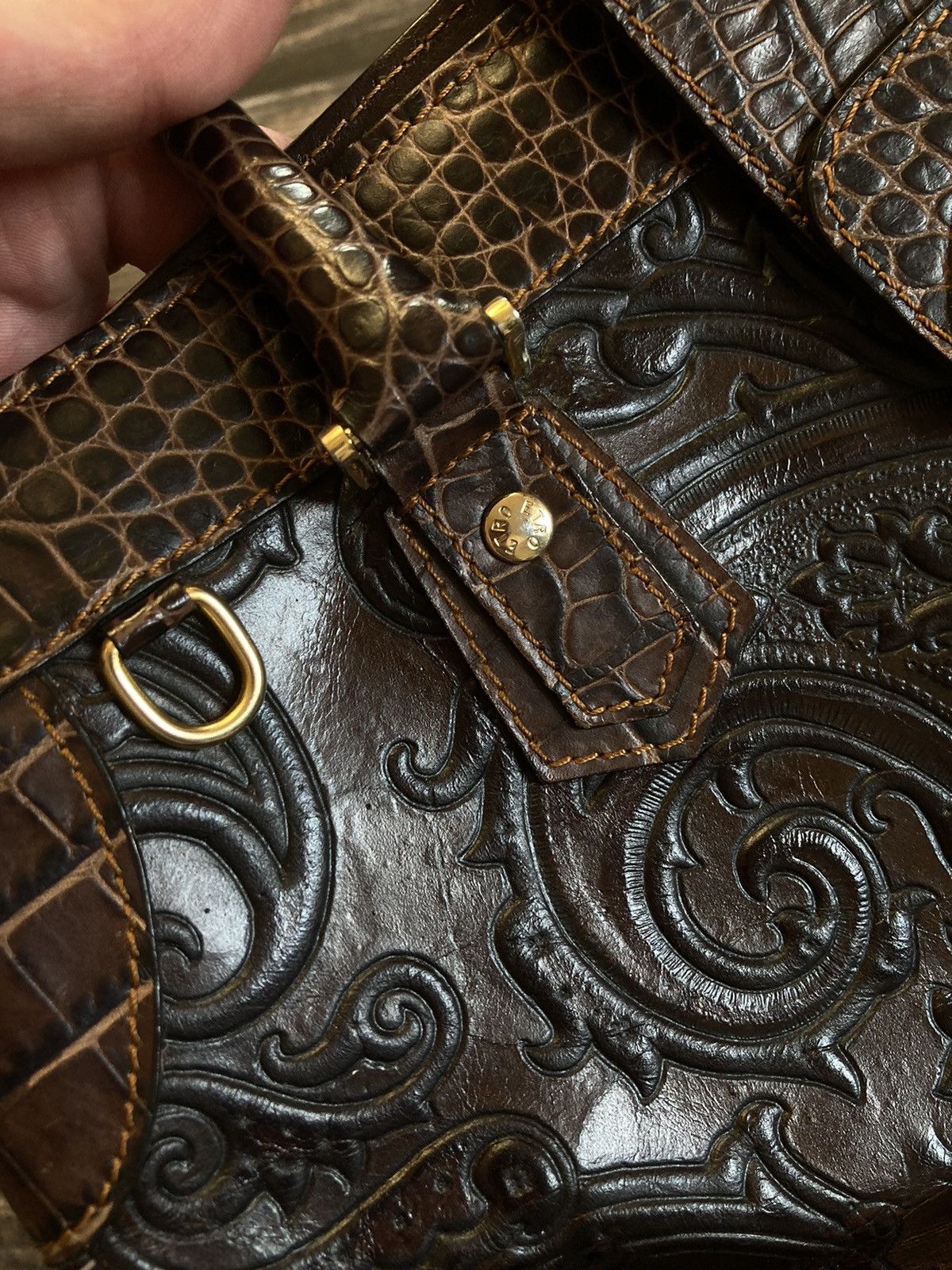 Etro Etro leather flowers vintage big logo bag Size ONE SIZE - 4 Thumbnail