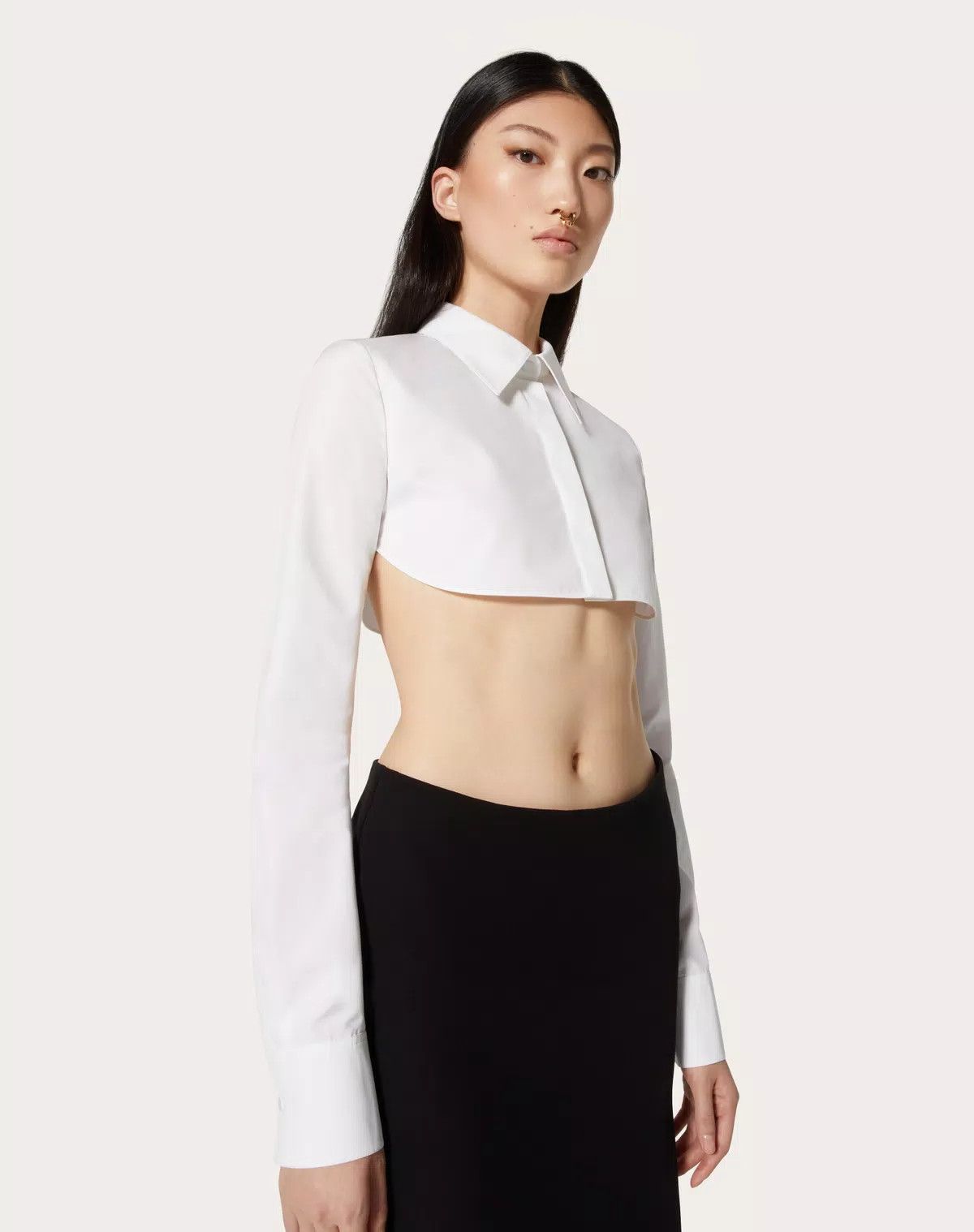 Valentino o1s1wg110625 Compact Popeline Blouse in White Size S / US 4 / IT 40 - 6 Thumbnail