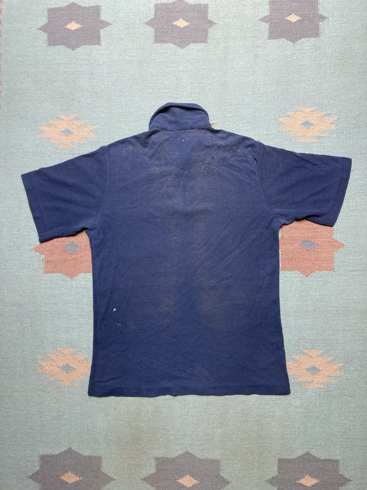 Vintage Vtg 70s polo shirt navy blue faded paint stained worn medium Size US M / EU 48-50 / 2 - 8 Thumbnail