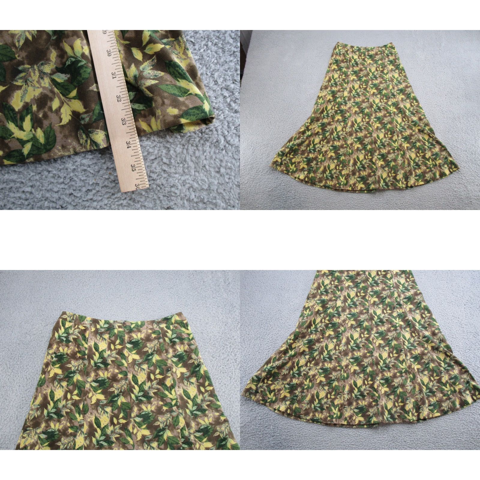 Vintage VINTAGE Christopher & Banks Skirt Green Floral A-Line Midi Unlined Stretch Boho Casual Womens M Green Floral Hippie 90s? Size 32" / US 10 / IT 46 - 8 Thumbnail
