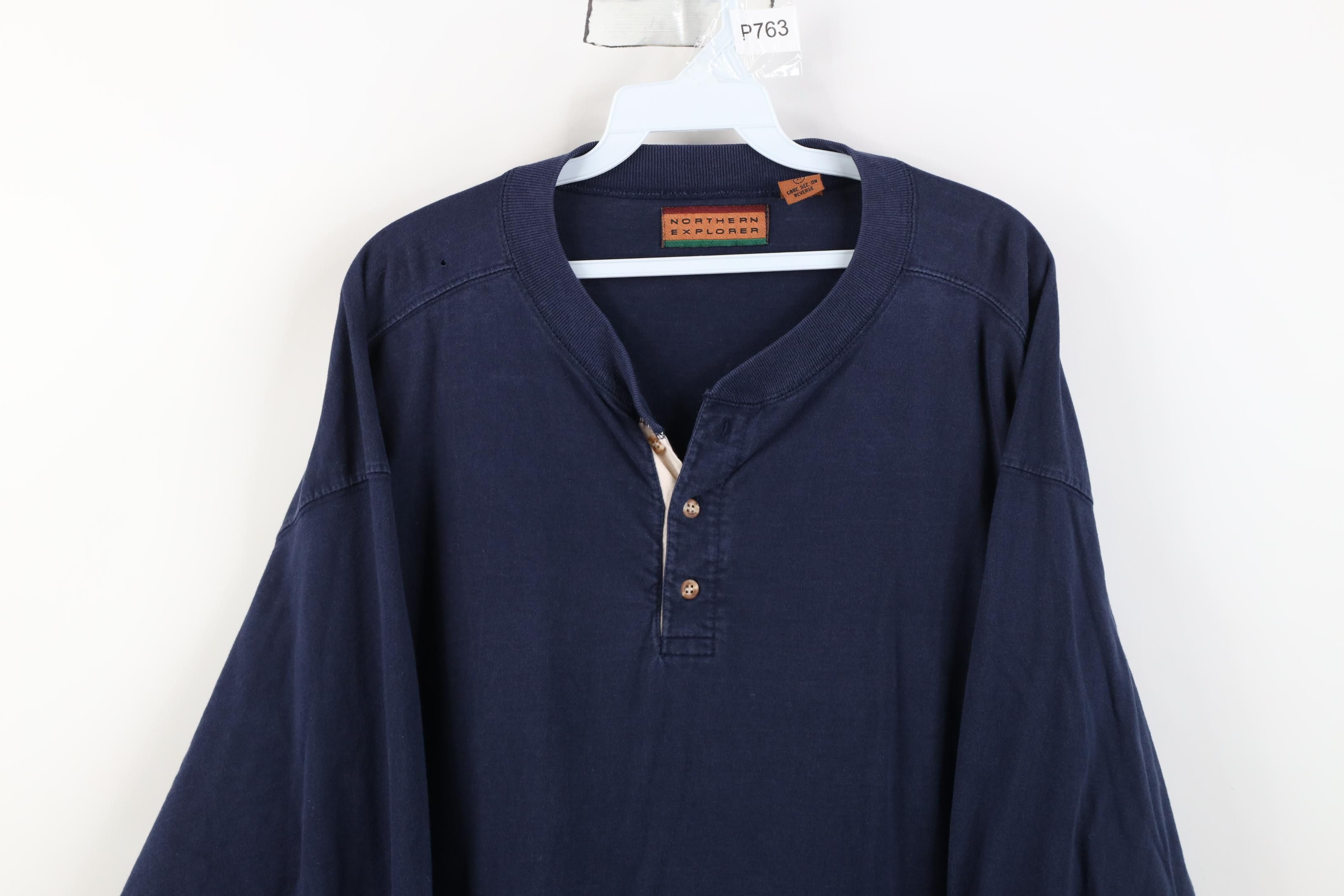 Vintage Vintage 90s Streetwear Cotton Long Sleeve Henley T-Shirt Size US XL / EU 56 / 4 - 2 Thumbnail