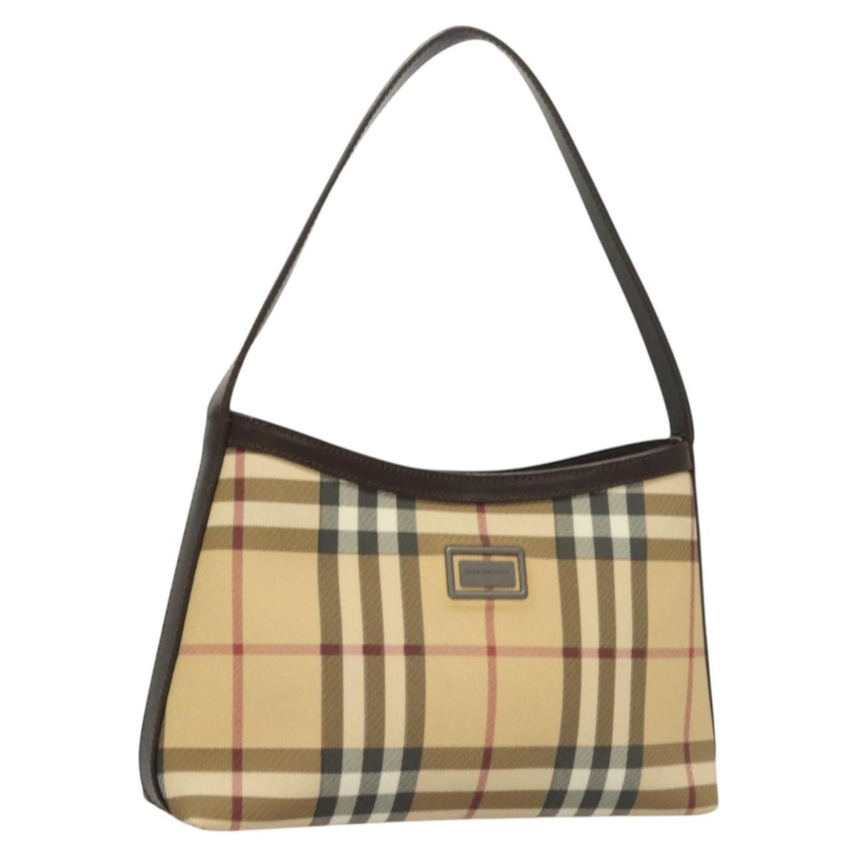 Burberry Nova Check Shoulder Bag Pvc Beige Auth 119069, Women's