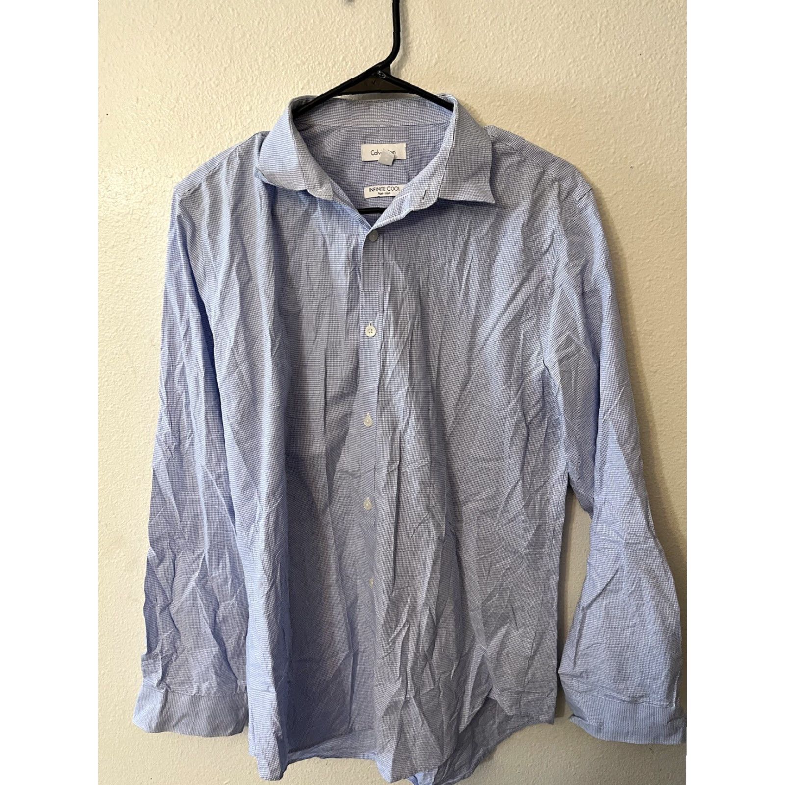 Calvin Klein Calvin Klein Shirt Mens M Blue Plaid Infinite Cool Non Iron Long Sleeve Gingham Size US M / EU 48-50 / 2 - 2 Thumbnail