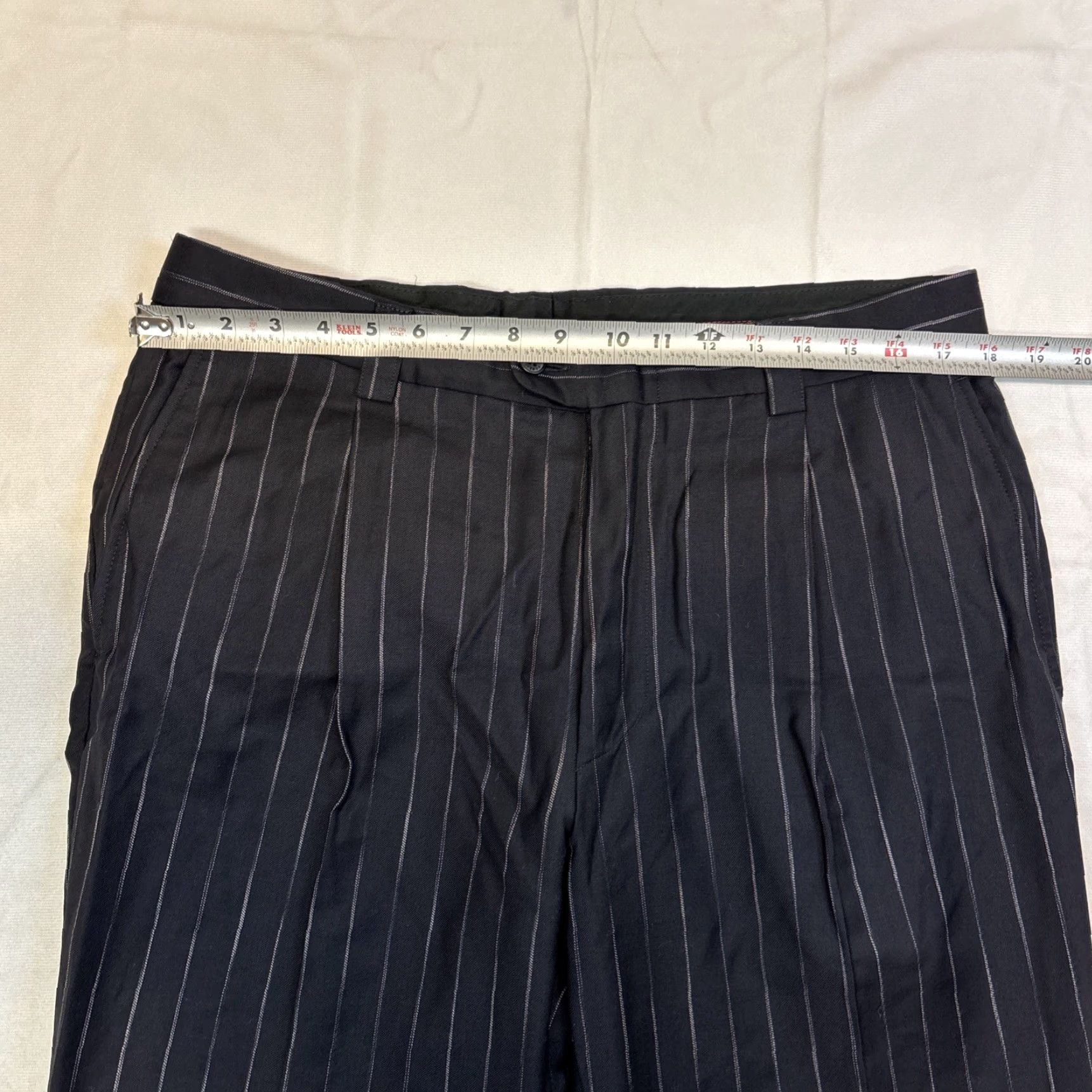 Versace VERSACE UPSCALE DESIGNER LUXURY PINSTRIPE SUIT PANTS Men 36x27 Black Wool Wool Solids 5-Pocket Straight Inseam 27 Italy Size 36R - 4 Thumbnail