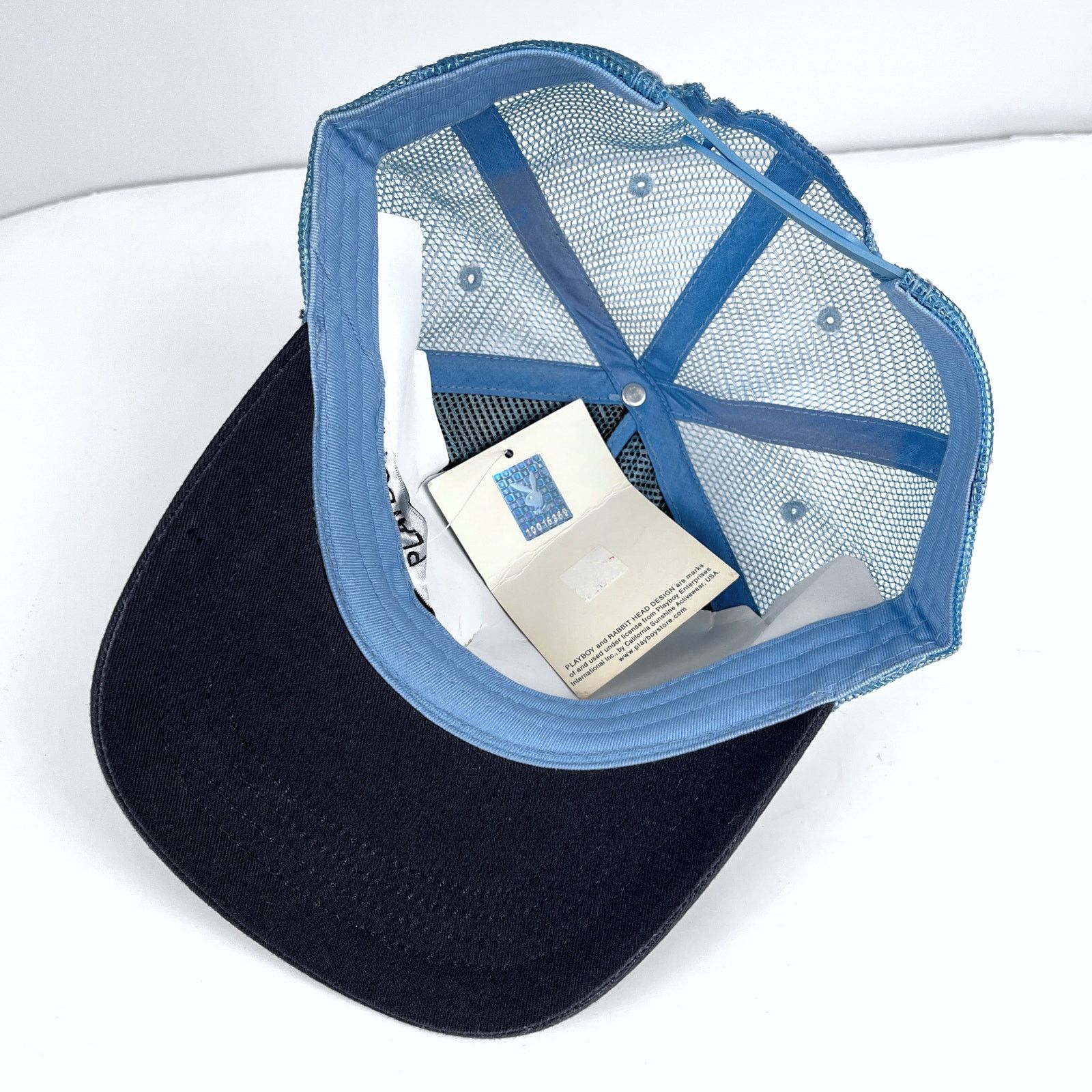 NWT Vintage Y2K Playboy Bunny Blue Trucker Hat Cap Headwear New With Tags Pleasures x Playboy Mens Bunny Trucker Hat  main image 3