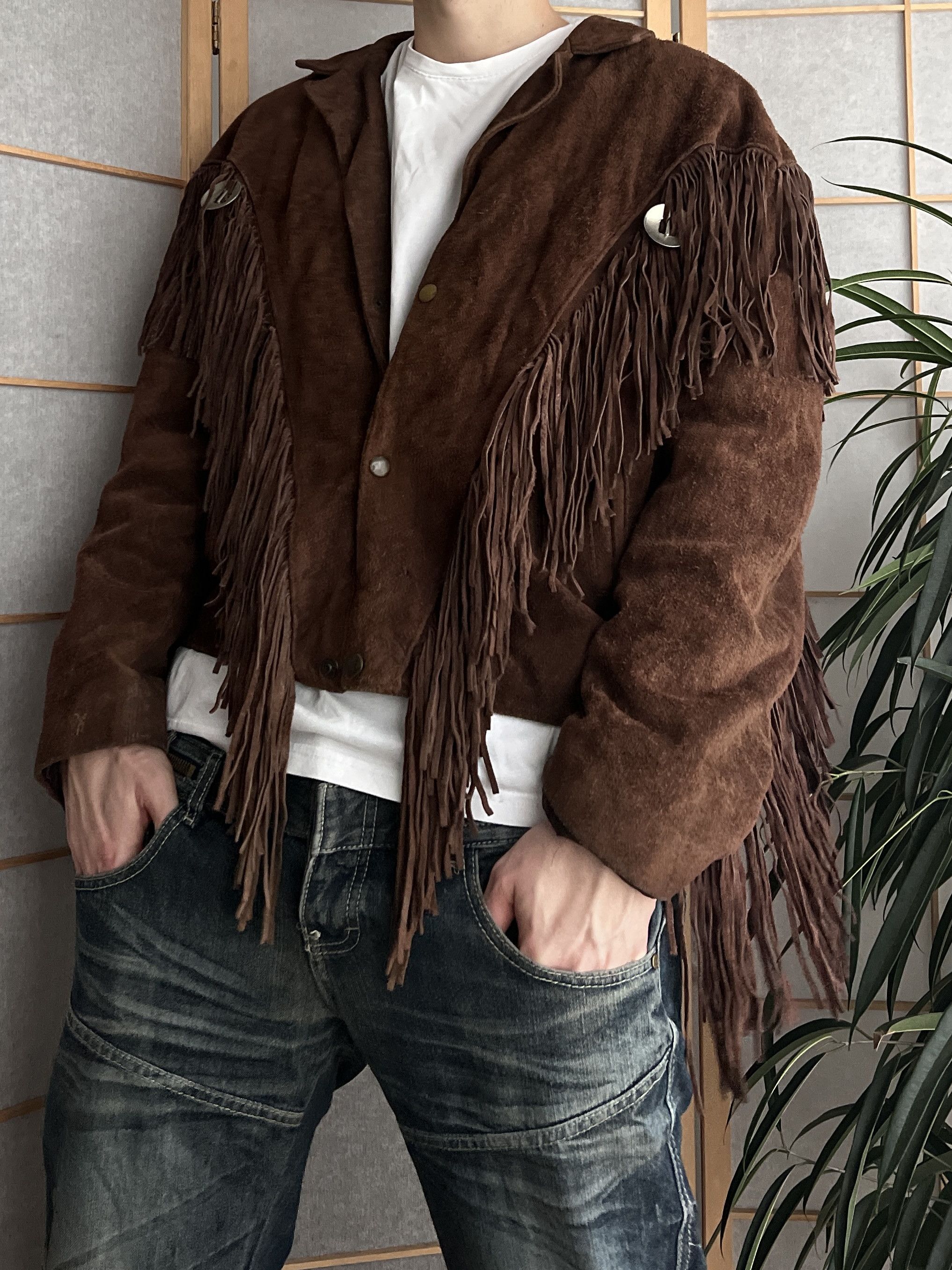 If Six Was Nine Crazy! Cowboy core vintage 90s cropped leather jacket bomber Size US L / EU 52-54 / 3 - 24 Thumbnail