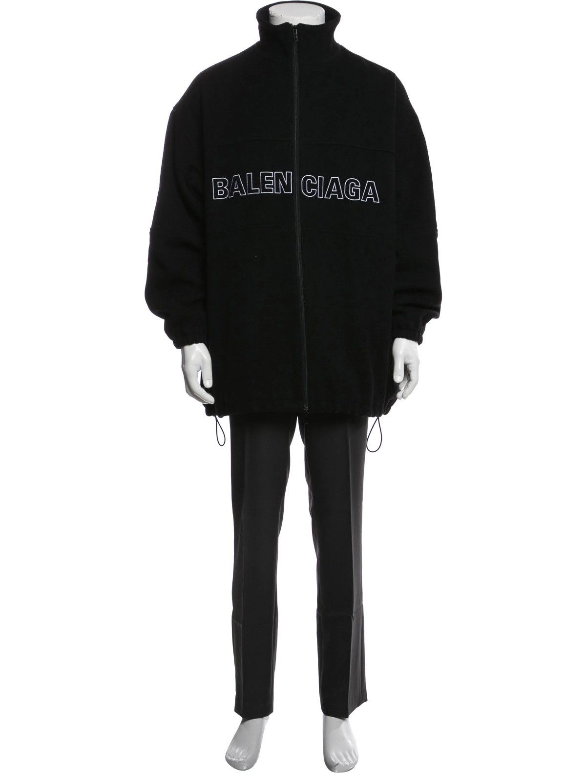 Balenciaga Balenciaga Black Wool Logo-Embroidered Zip-Up Jacket Size 44 Size US S / EU 44-46 / 1 - 1 Thumbnail
