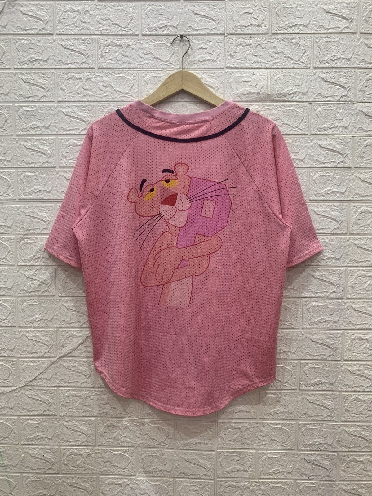 Cartoon Network 💗RARE💗 Pink Panther pull over mesh baseball jersey Size US L / EU 52-54 / 3 - 4 Thumbnail