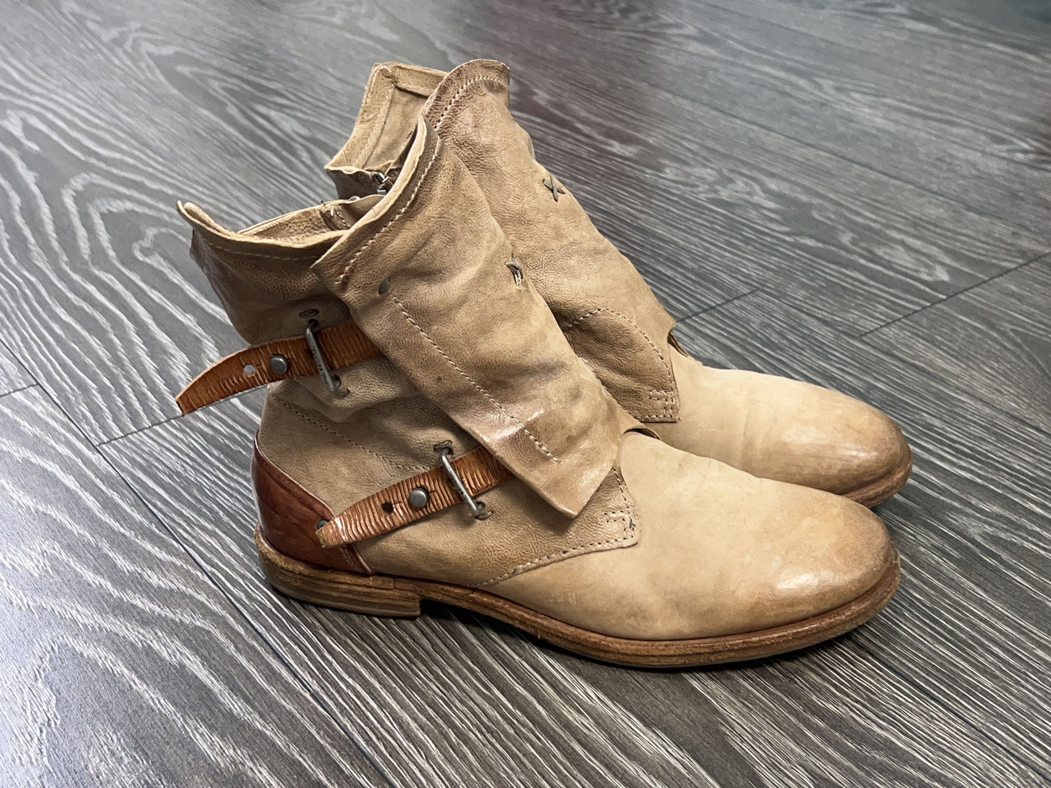 A.S.98 Airstep Leather Boots Shoes Moto Biker Gothic Buckle Zip Size US 10 / IT 40 - 5 Thumbnail