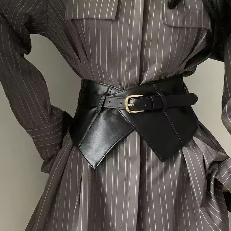 Japanese Brand × Vintage Classic Pin Buckle Wide Belts Black Elastic PU Size ONE SIZE - 2 Thumbnail