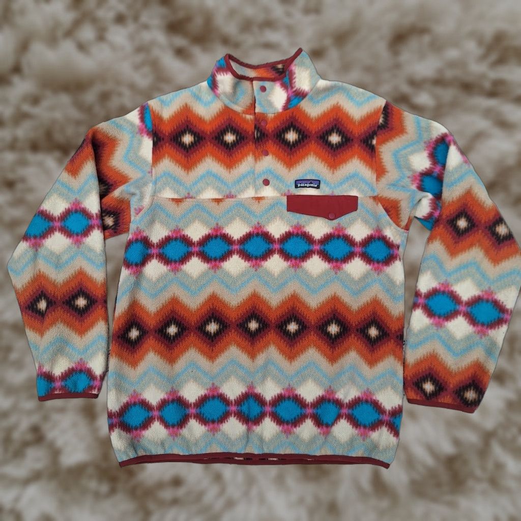 Patagonia Womens Synchilla Geometric Pattern Fleece Pullover Jacket