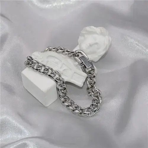 Jewelry Titanium Steel Link Chain Bracelet for Men Women Size ONE SIZE - 5 Thumbnail