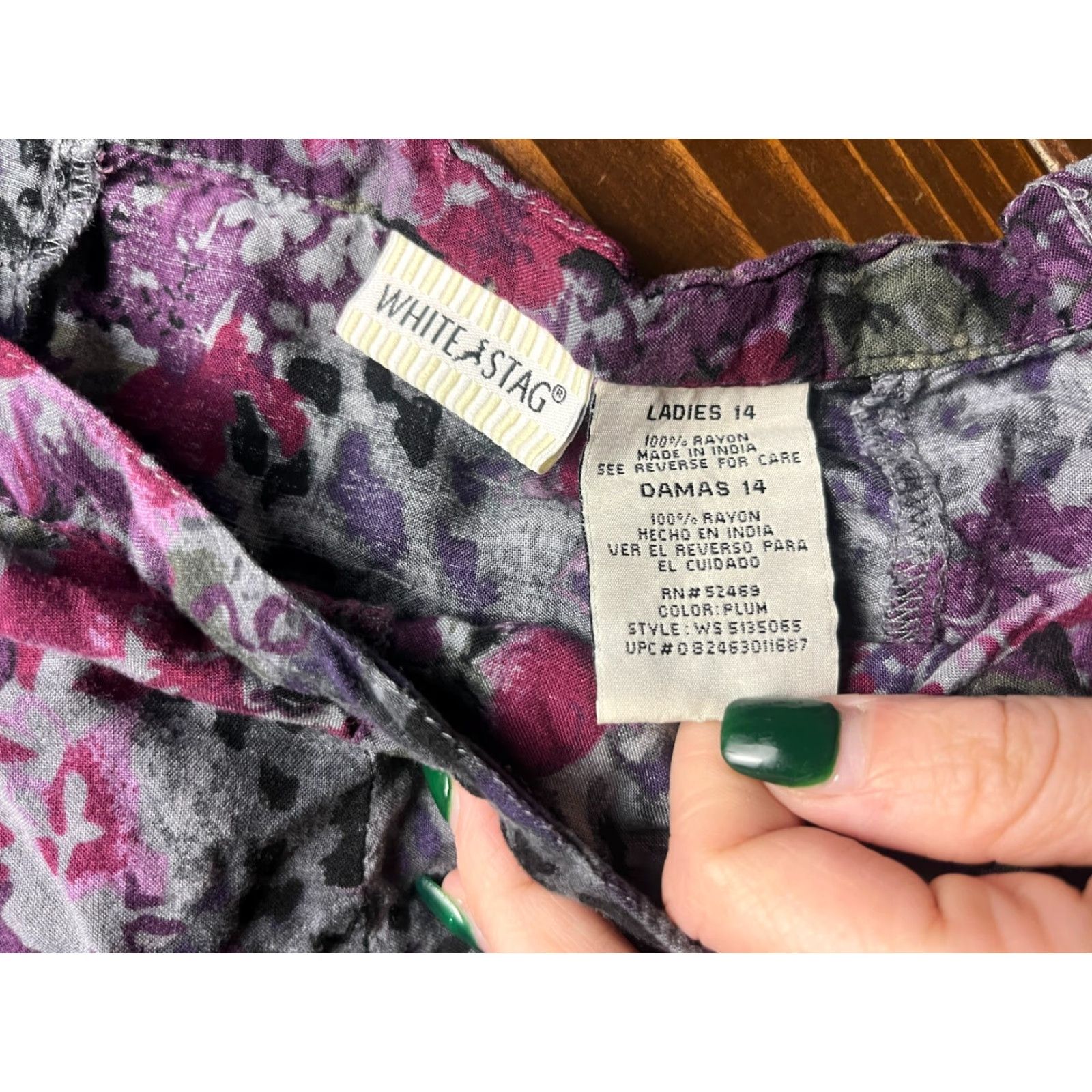 Vintage VINTAGE White Stag Skirt Womens 14 Midi A-Line Floral Gray Purple Lined Casual Fall Spring Summer Inch Size 36" / US 14 / IT 50 - 6 Thumbnail