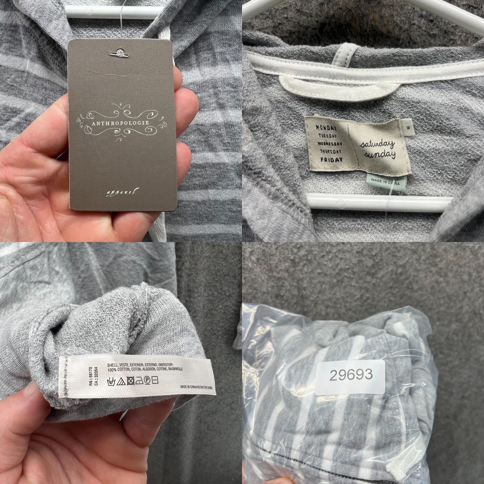 Anthropologie Anthropologie Jacket Women M Gray Striped Full Zip Fleece Size M / US 6-8 / IT 42-44 - 8 Thumbnail