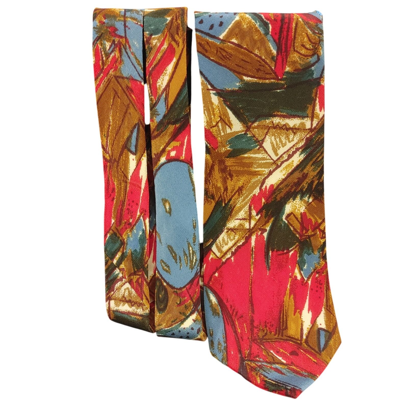 Other Adolfo Men's OS Silk Abstract Gold/Red/Blue Floral Tie Size ONE SIZE - 1 Thumbnail