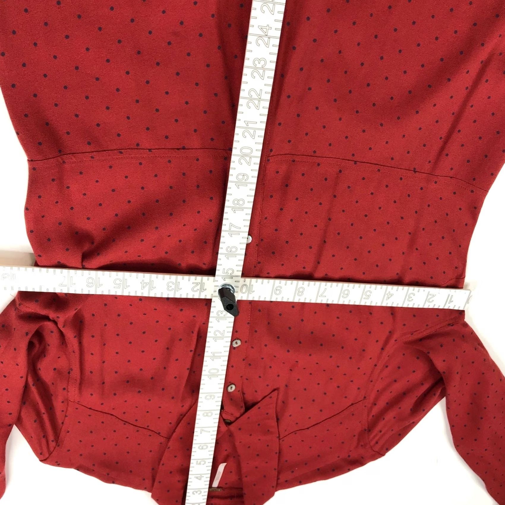 Free People Free People Tunic Shirt Long Sleeve Button Polka Dot Red Women's Large Viscose Rayon Modern Classic Size L / US 10 / IT 46 - 7 Thumbnail