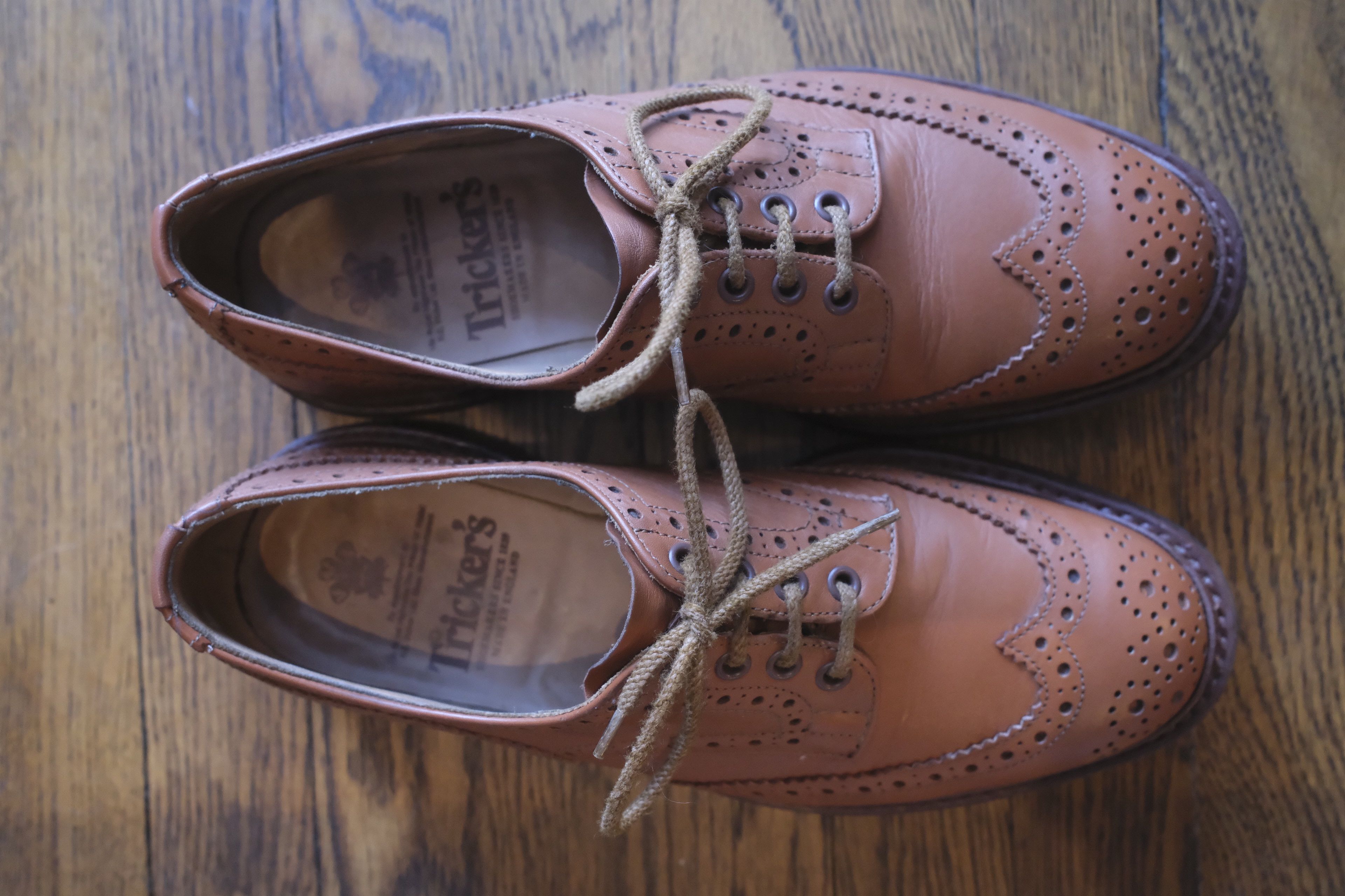 Tricker's Trickers Keswick C Shade Tan Derby Brogues (Bourton wide) Size US 9.5 / EU 42-43 - 5 Thumbnail