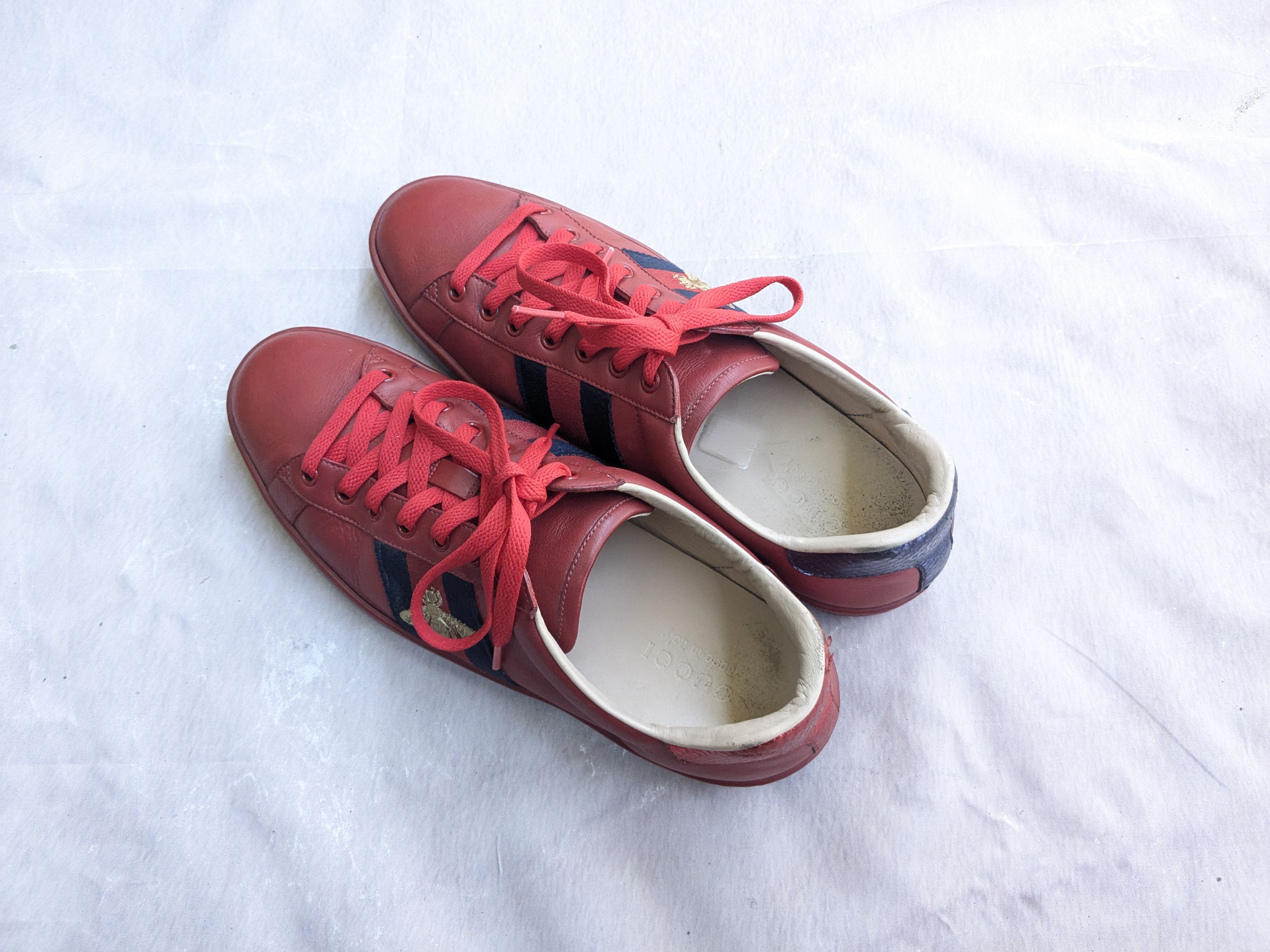 Gucci Gucci Ace Sneakers 9.5 Red Leather Low 429446 Size US 9.5 / EU 42-43 - 13 Thumbnail
