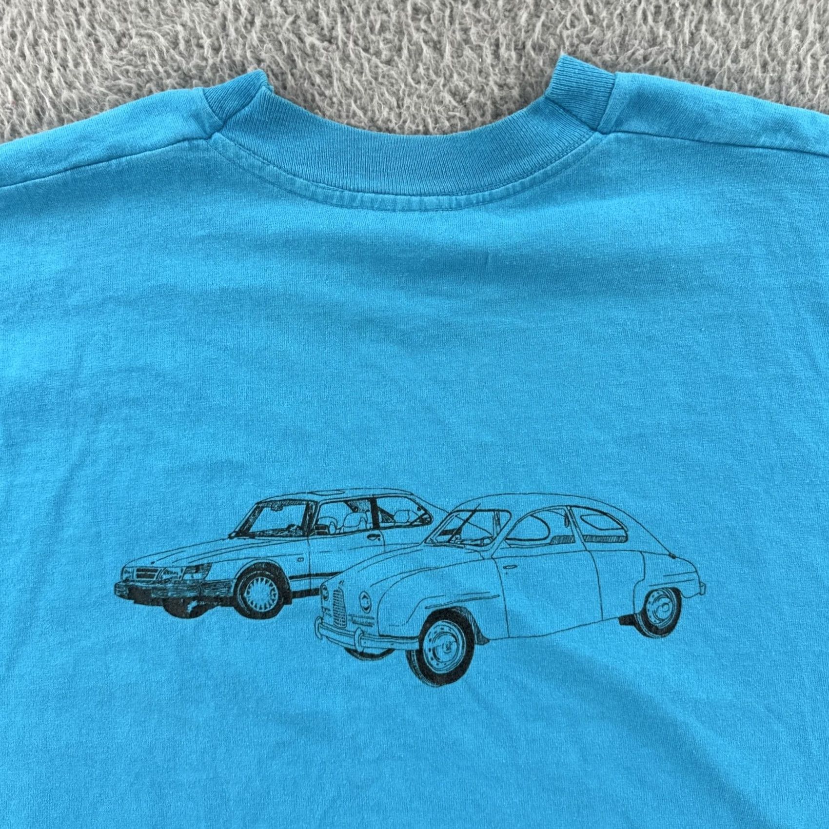 Fruit Of The Loom VINTAGE Fruit of the Loom XL Crew Neck T-Shirt Mens USA 1993 SAAB Convention Blue Size US XL / EU 56 / 4 - 2 Thumbnail