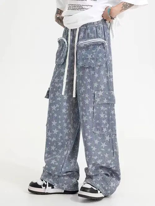 Japanese Brand Kinuka x Nanae Blue hip hop multi star corduroy pants Size US 28 / EU 44 - 1 Thumbnail